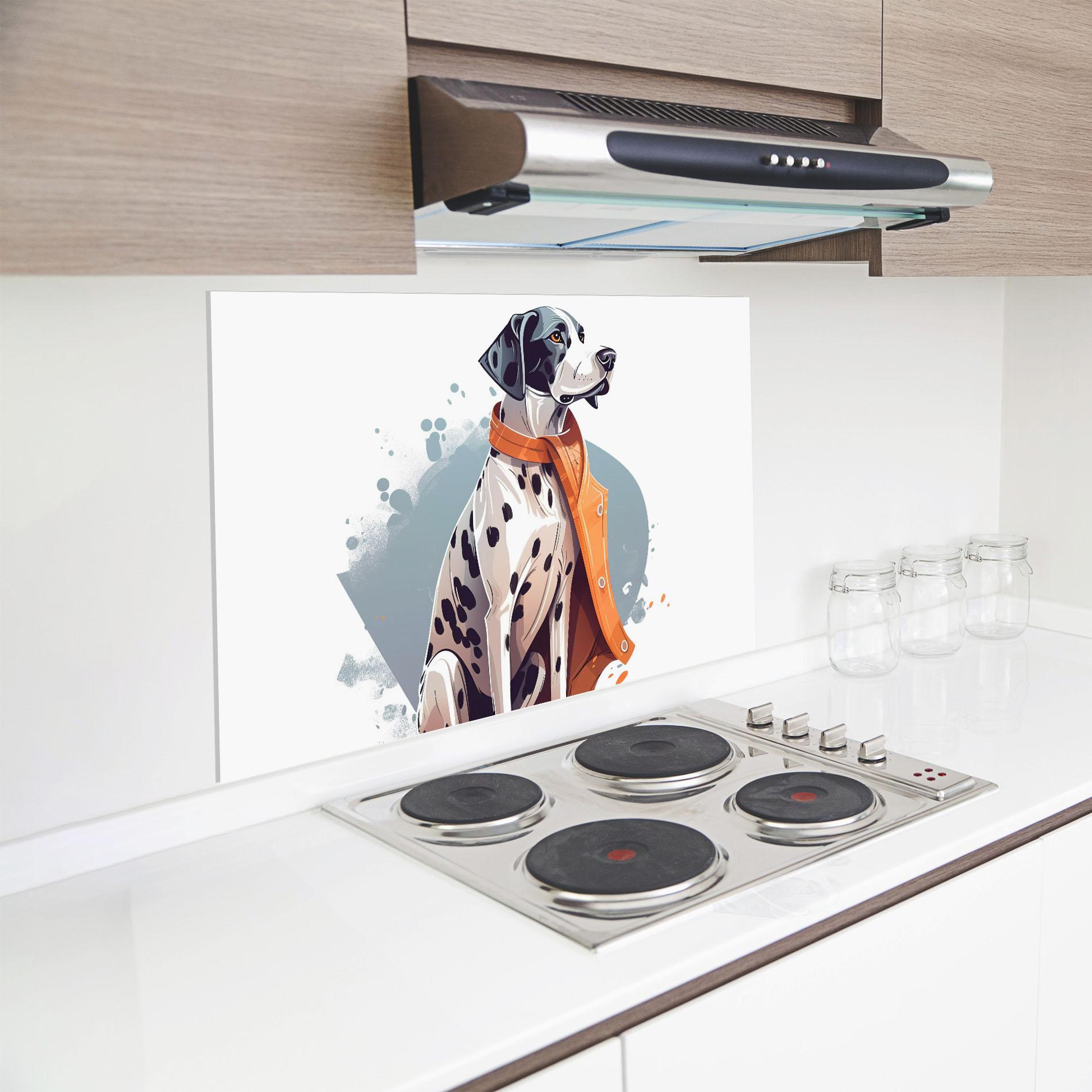 Konyhai üveg hátfal Orange Scarf Dalmatian mockup 8