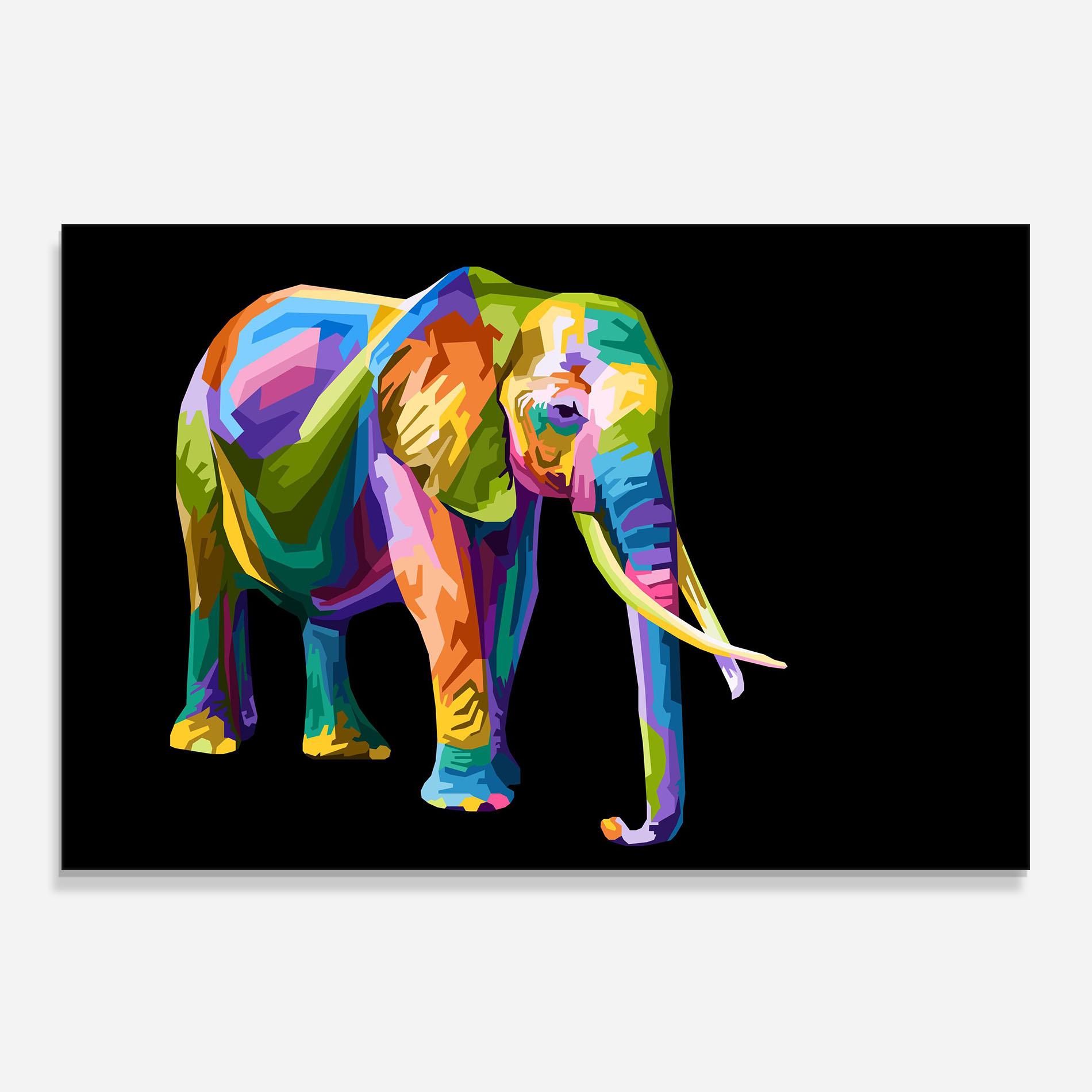 Konyhai üveg hátfal Colorful Elephant Art mockup 0