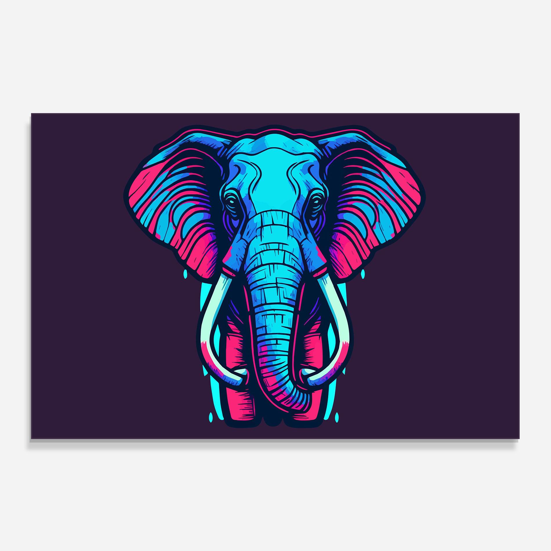 Konyhai üveg hátfal Pink Blue Elephant mockup 0
