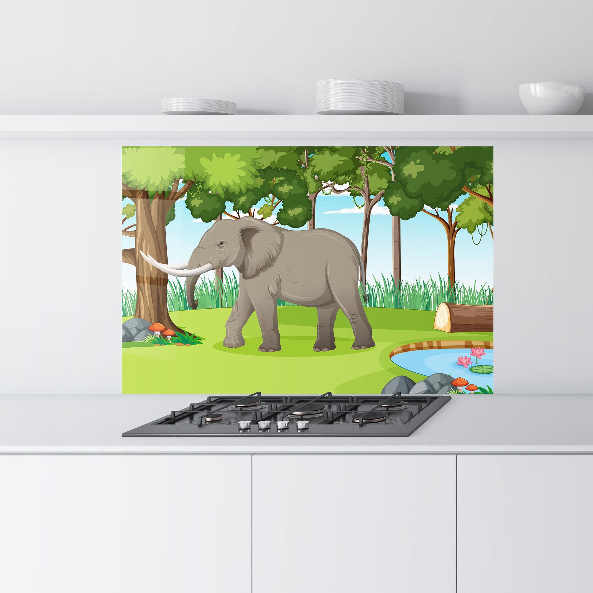 Konyhai üveg hátfal Animated Elephant mockup 9