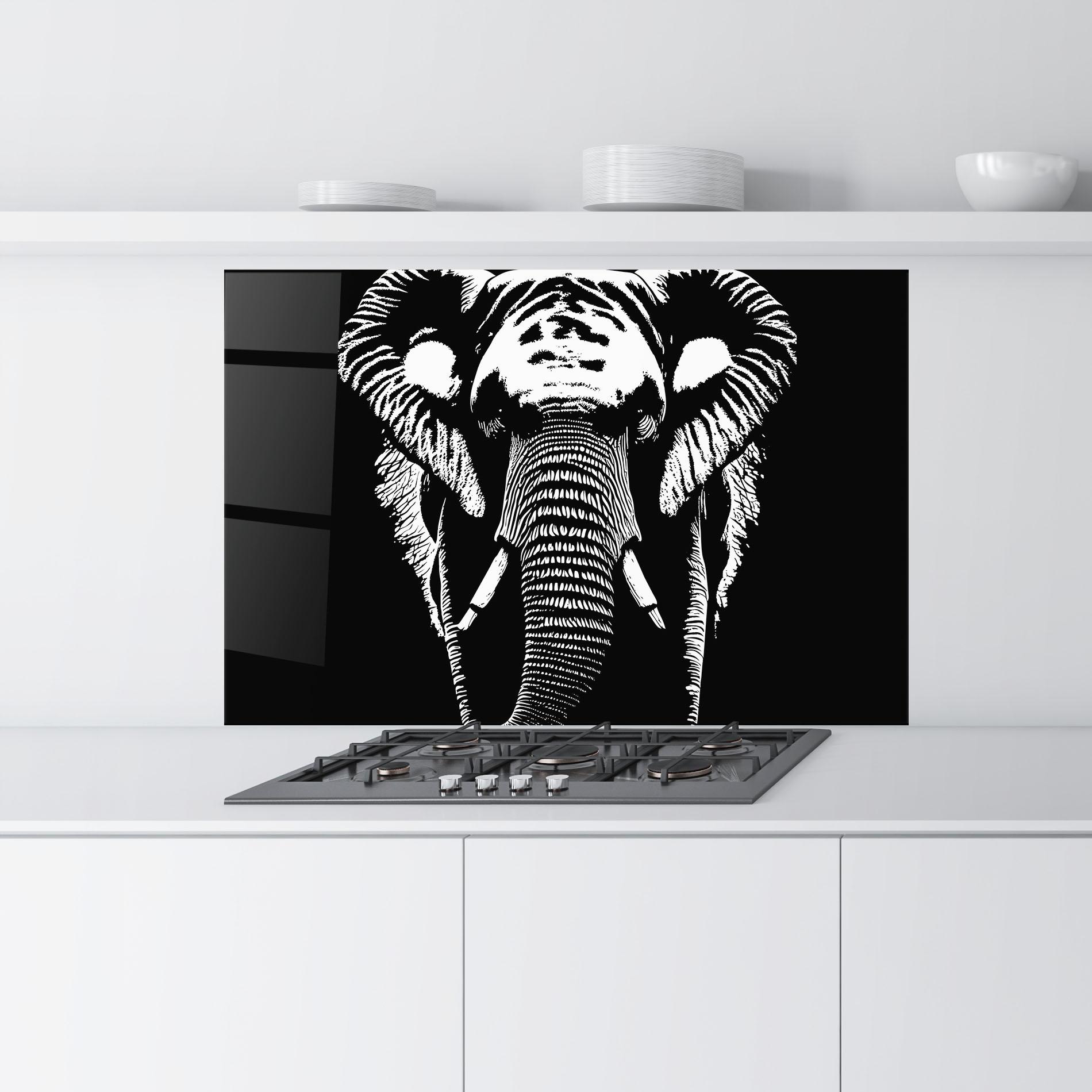 Konyhai üveg hátfal Elephant Drawing mockup 9