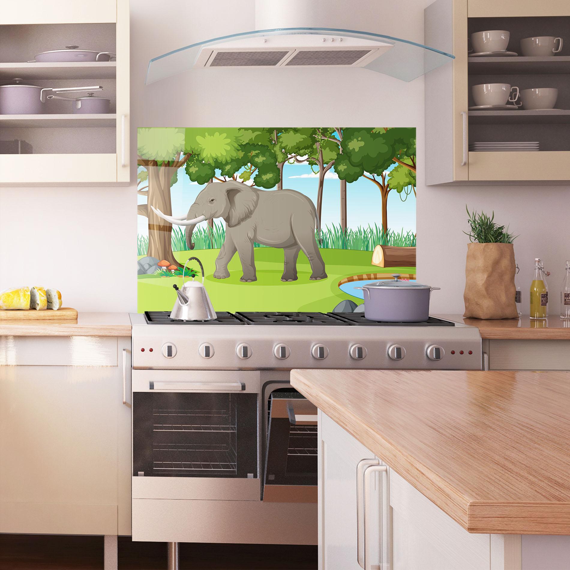 Konyhai üveg hátfal Animated Elephant mockup 1