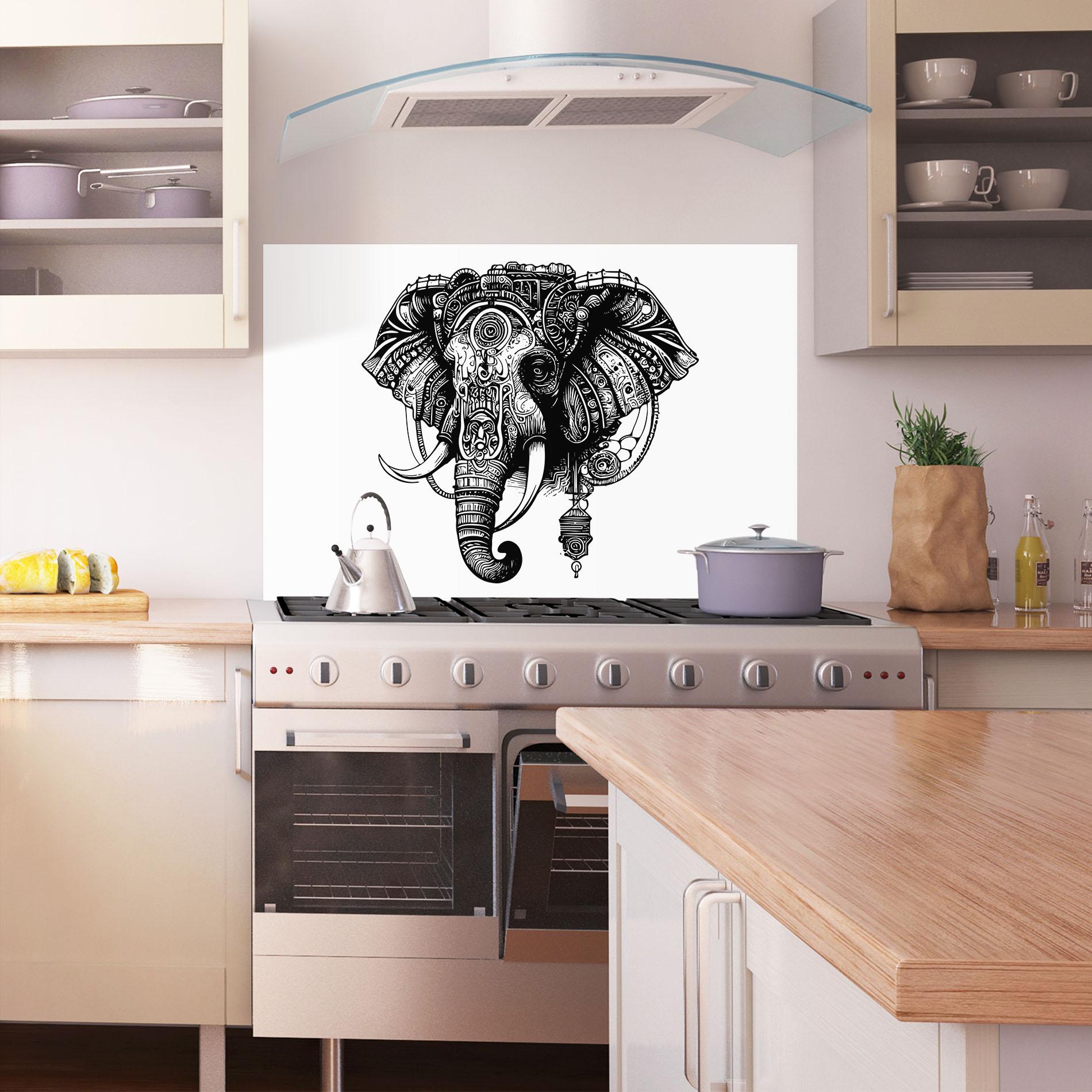 Konyhai üveg hátfal Ehephant Head mockup 1