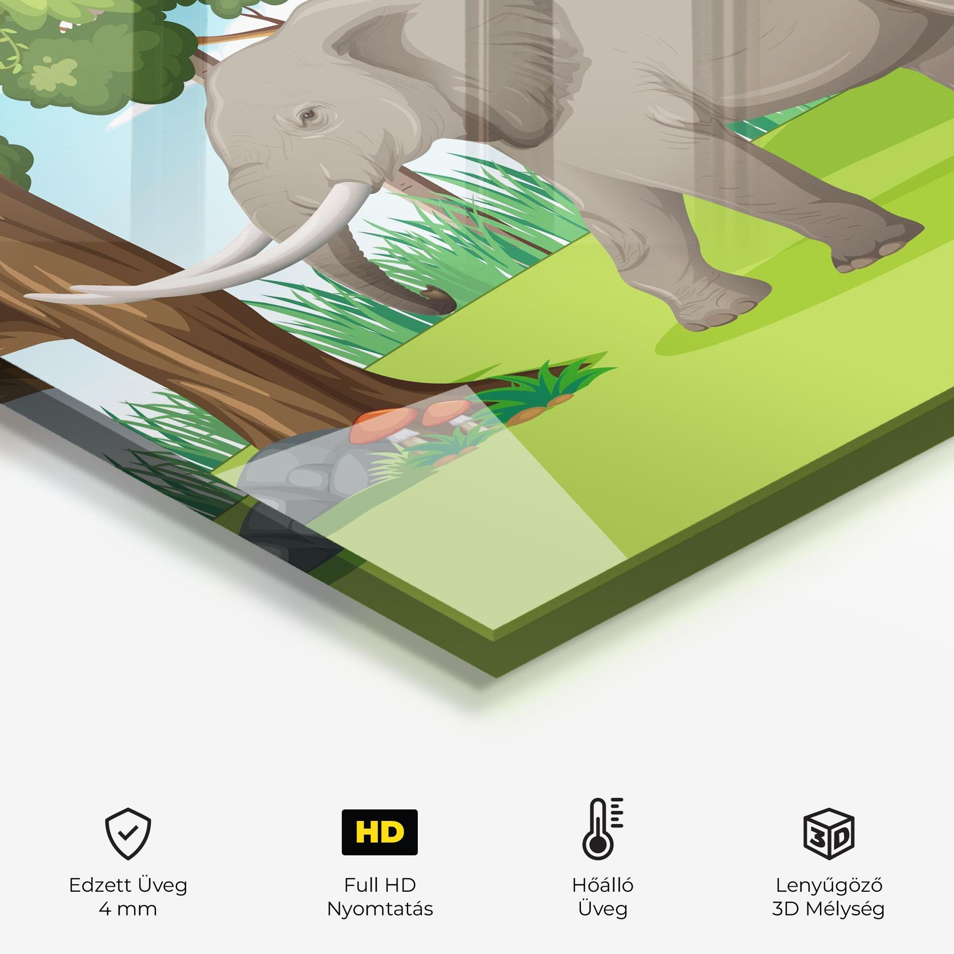 Konyhai üveg hátfal Animated Elephant mockup 2
