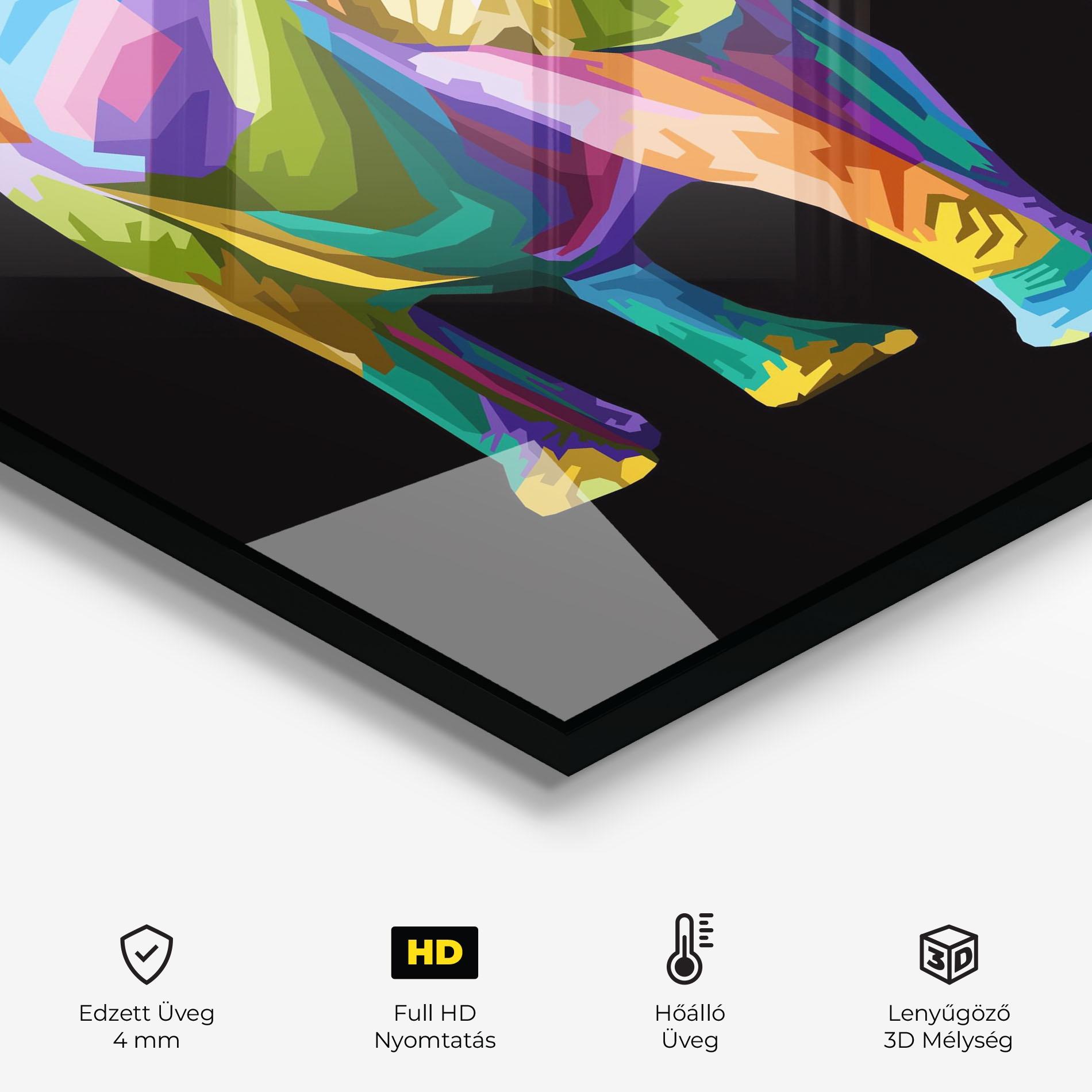 Konyhai üveg hátfal Colorful Elephant Art mockup 2