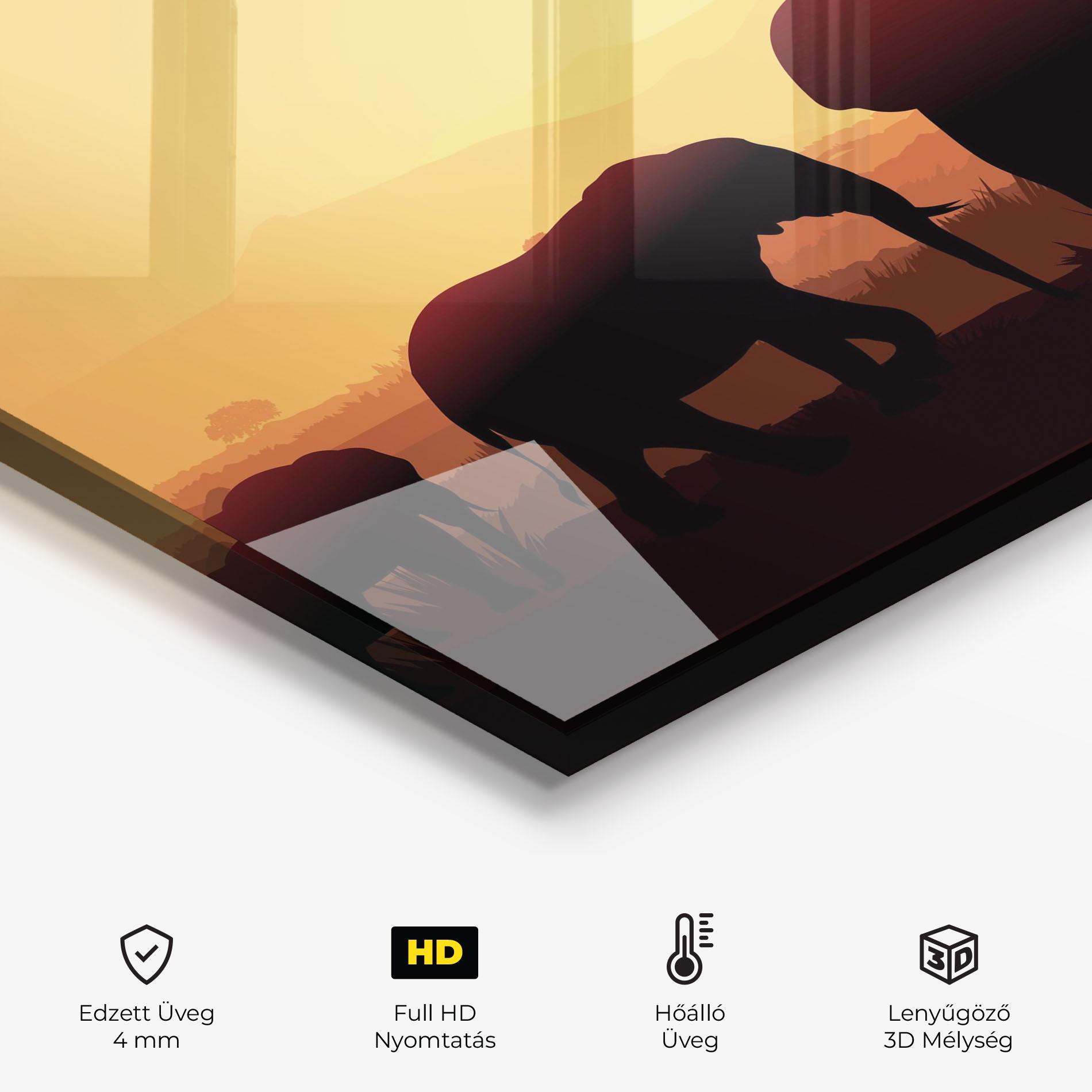 Konyhai üveg hátfal Elephant Shilouette Sunset mockup 2