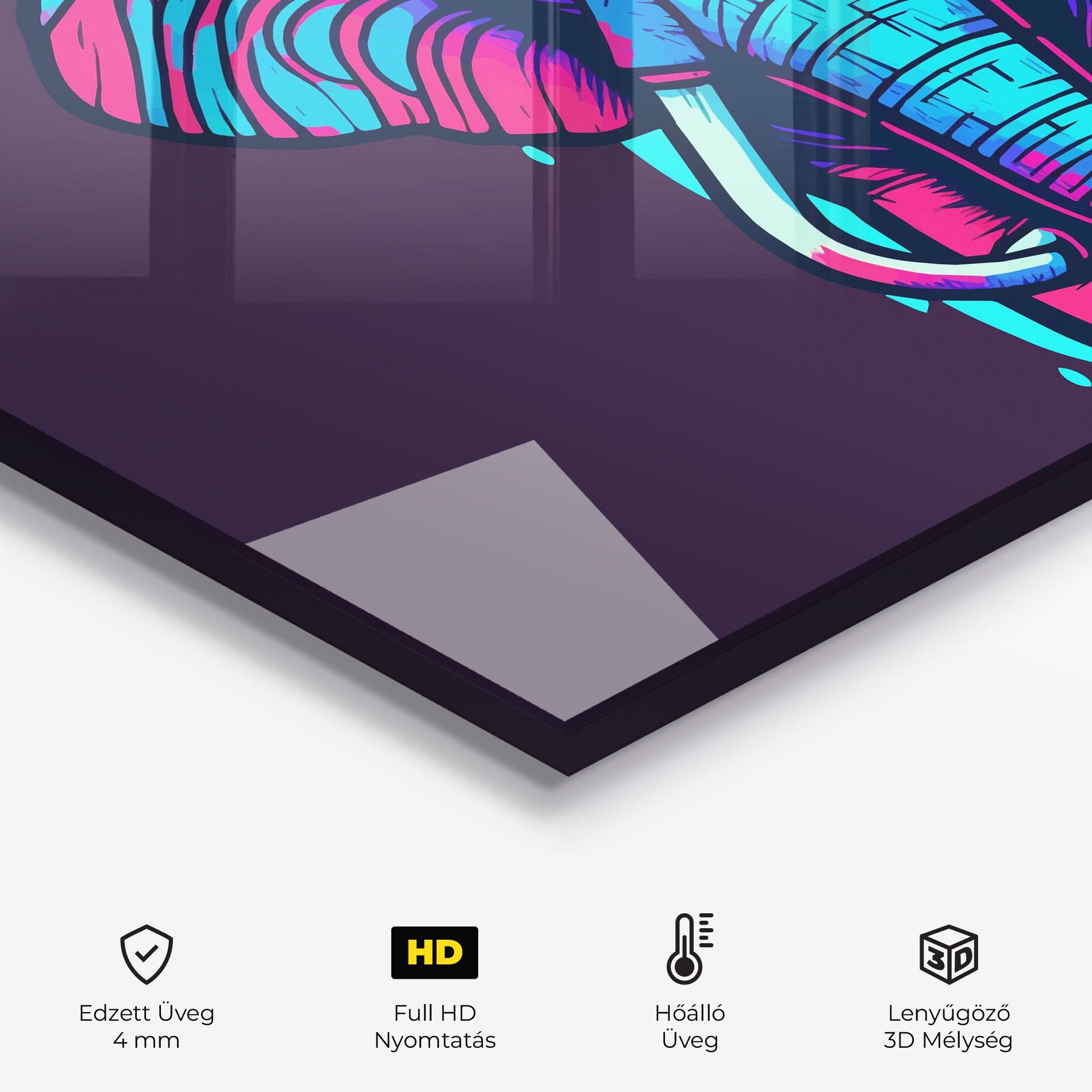 Konyhai üveg hátfal Pink Blue Elephant mockup 2