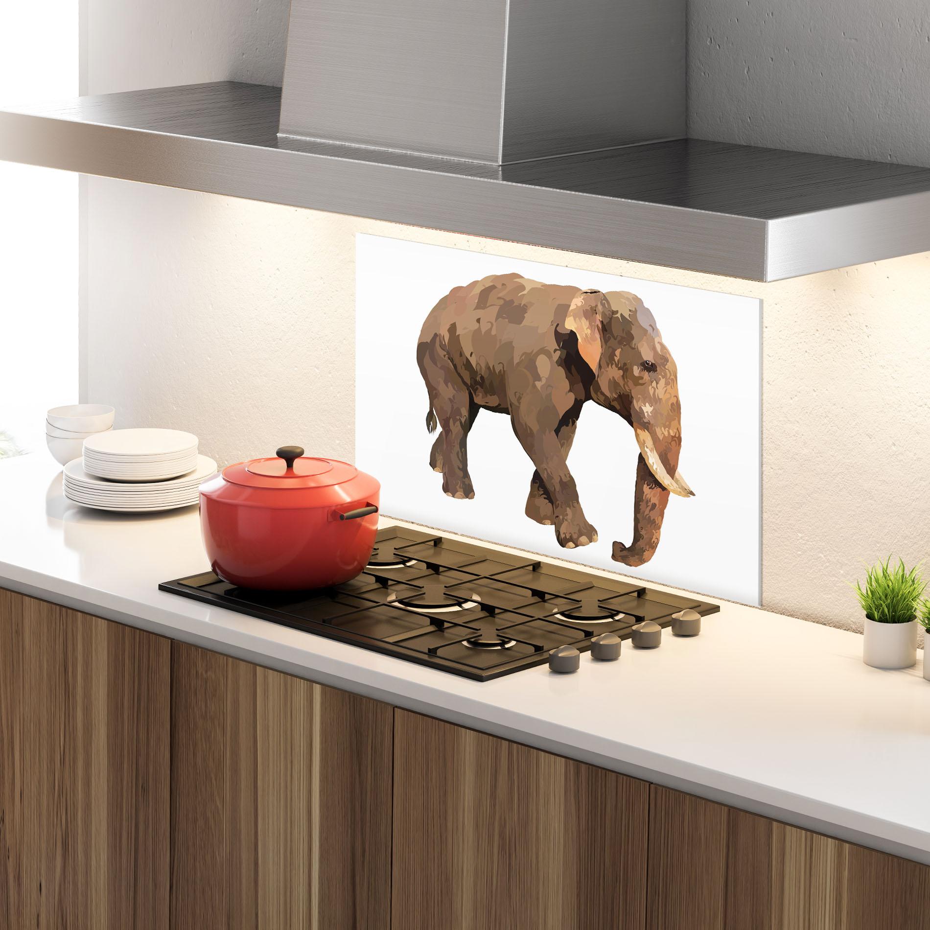 Konyhai üveg hátfal Brown Elephant mockup 4