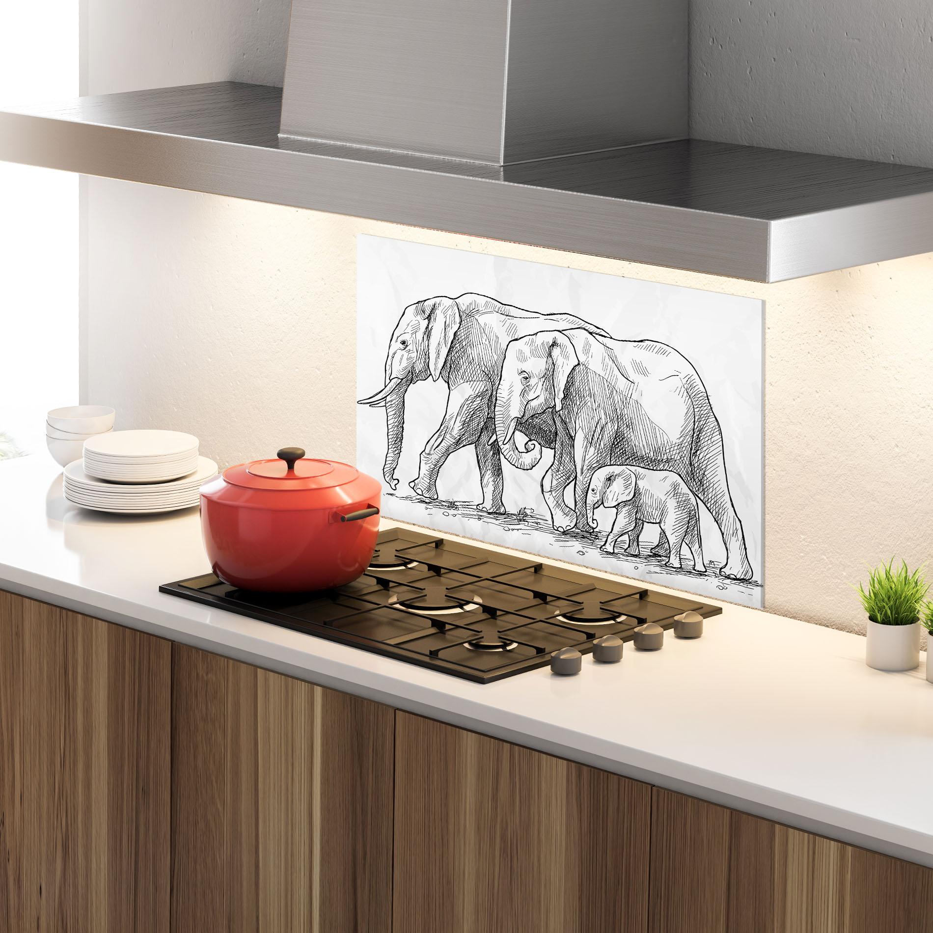 Konyhai üveg hátfal Elephant Family mockup 4