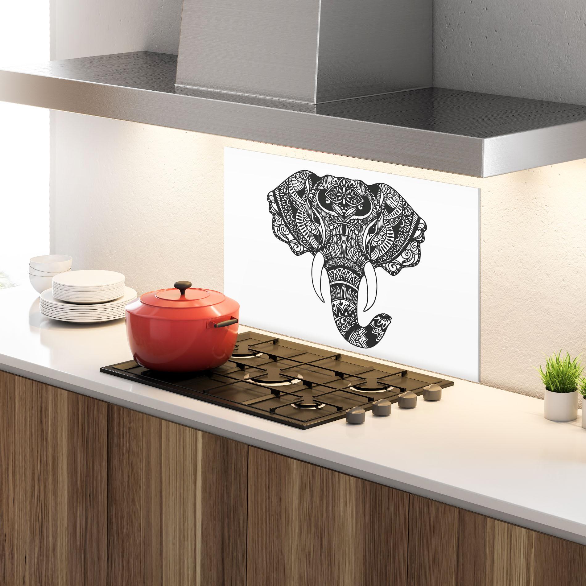 Konyhai üveg hátfal Mandala Head mockup 4