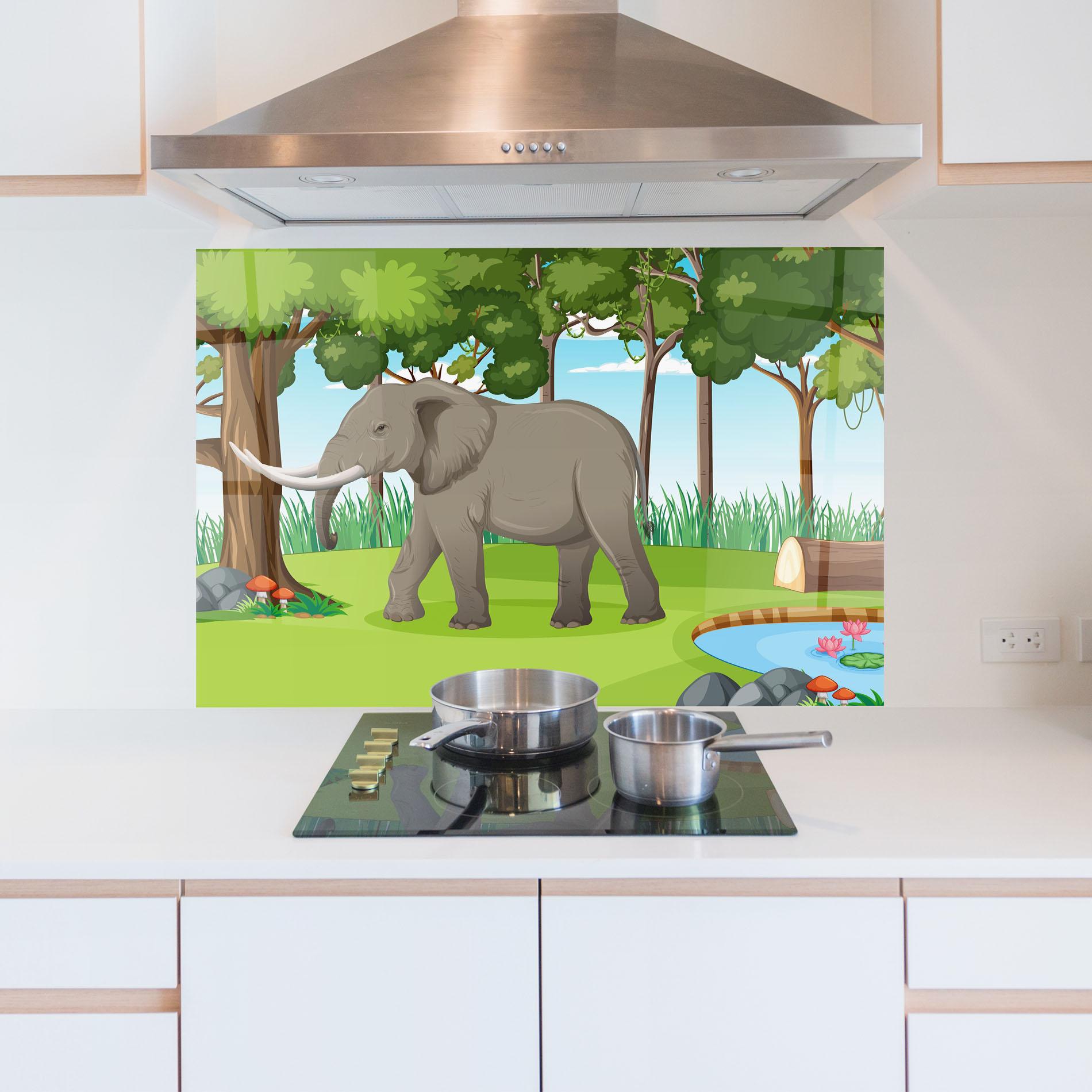 Konyhai üveg hátfal Animated Elephant mockup 5
