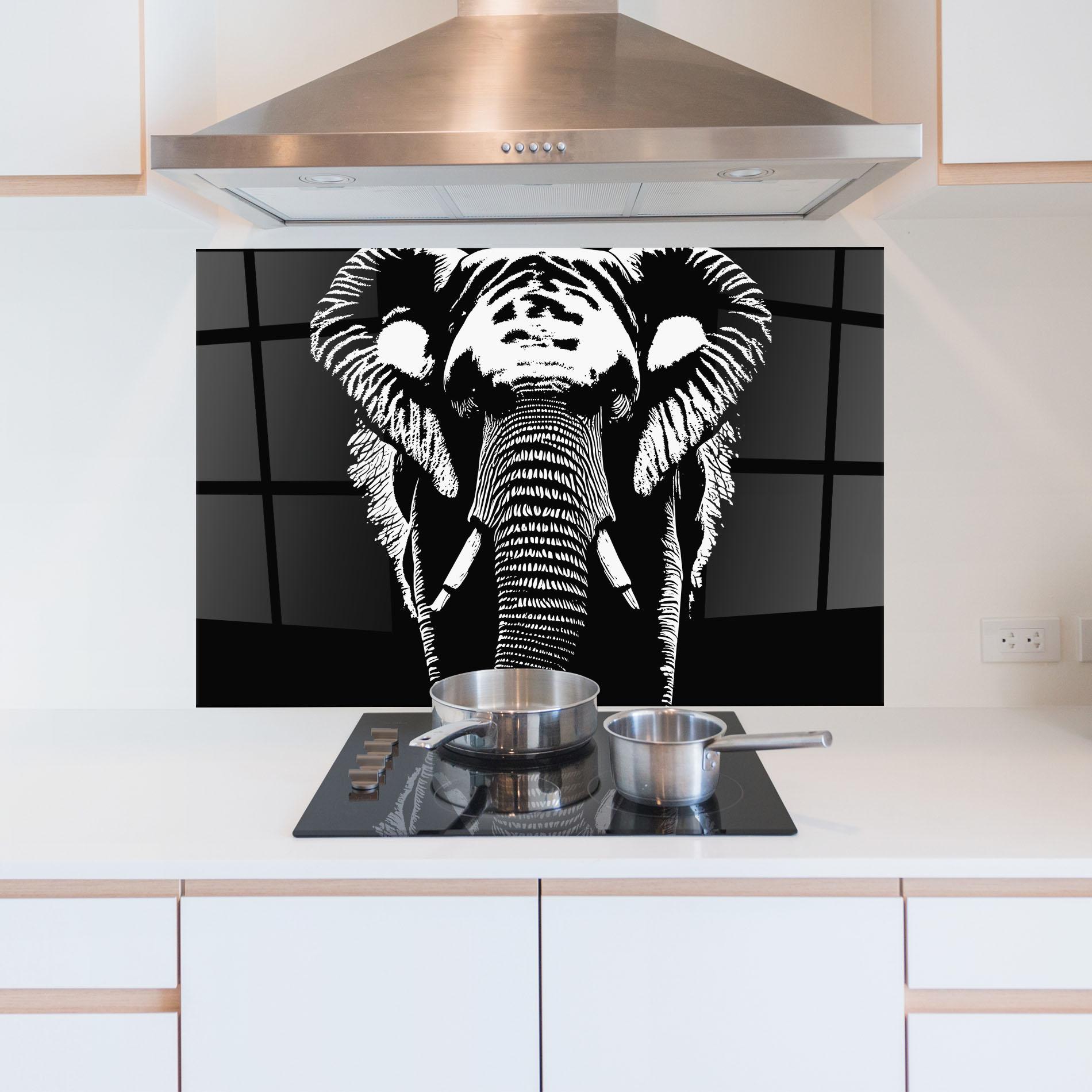 Konyhai üveg hátfal Elephant Drawing mockup 5