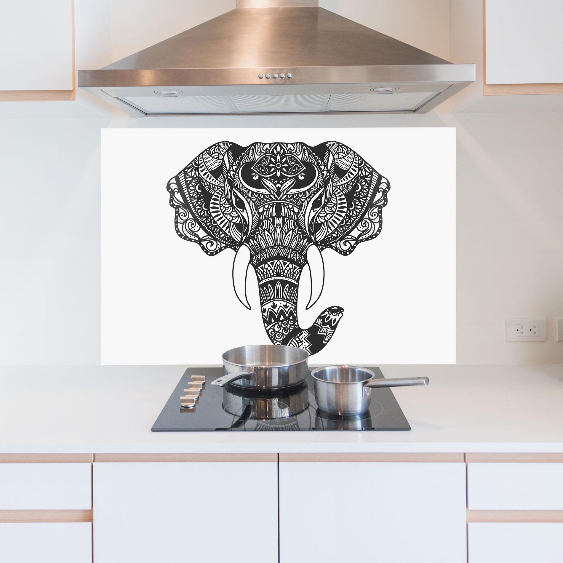 Konyhai üveg hátfal Mandala Head mockup 5