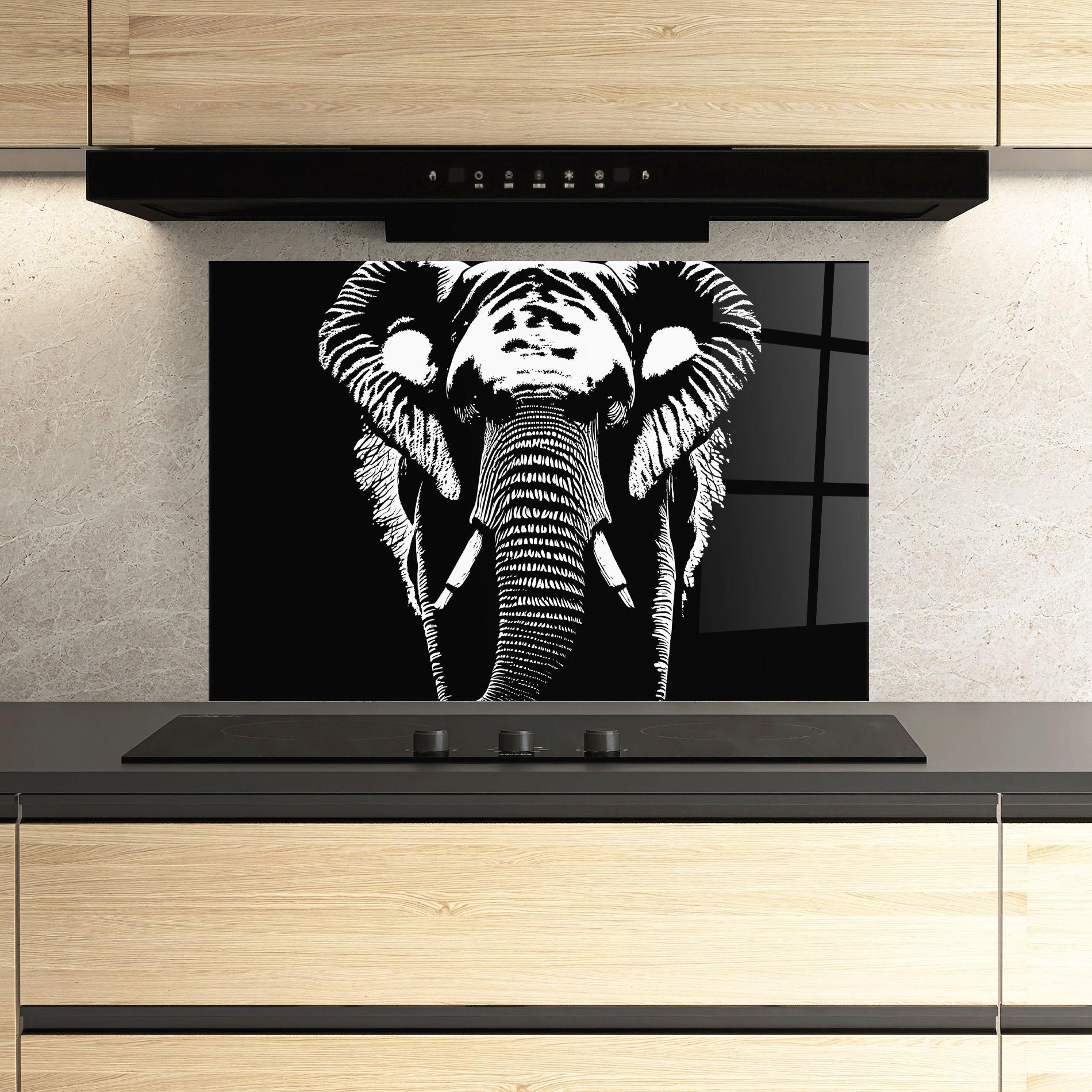Konyhai üveg hátfal Elephant Drawing mockup 3
