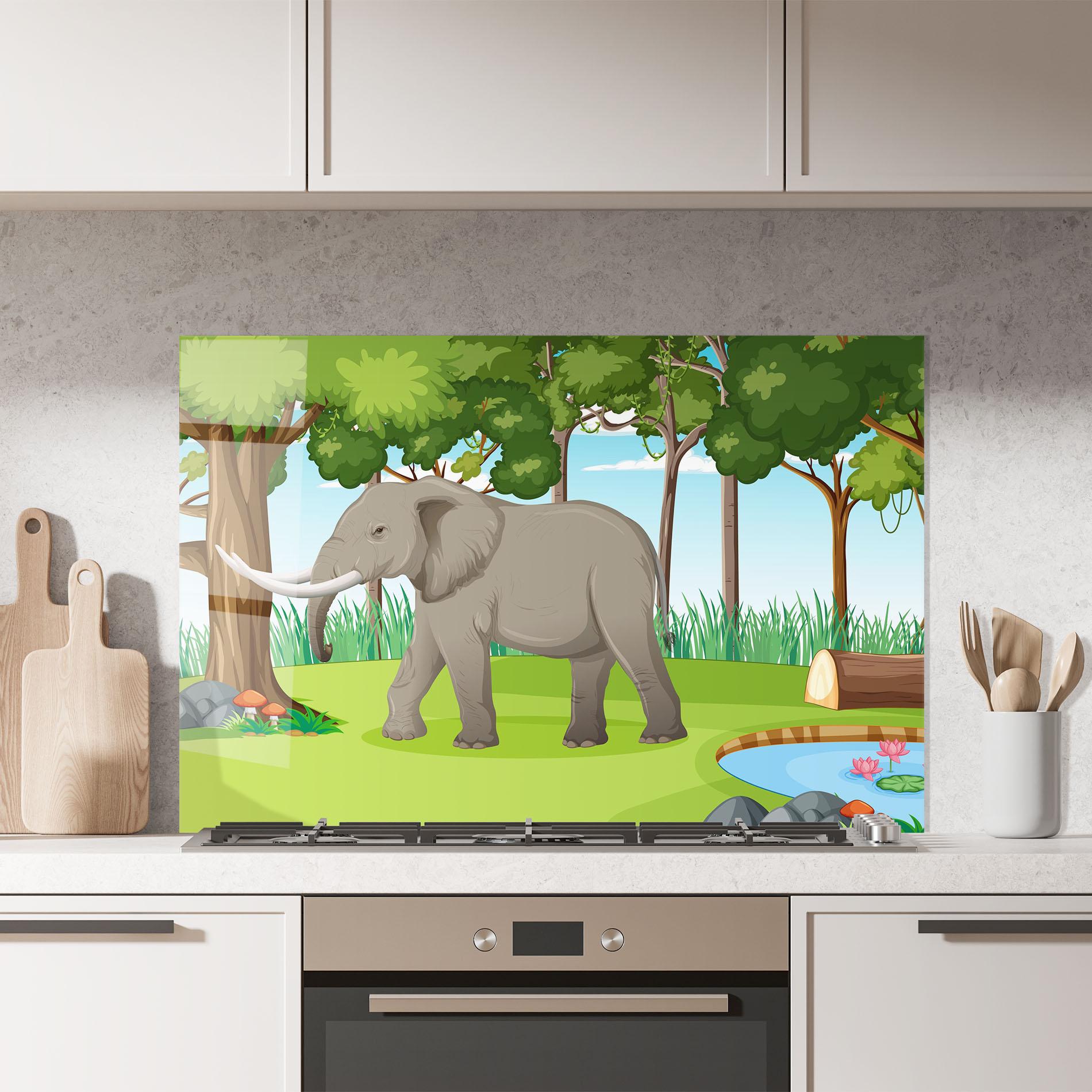 Konyhai üveg hátfal Animated Elephant mockup 7