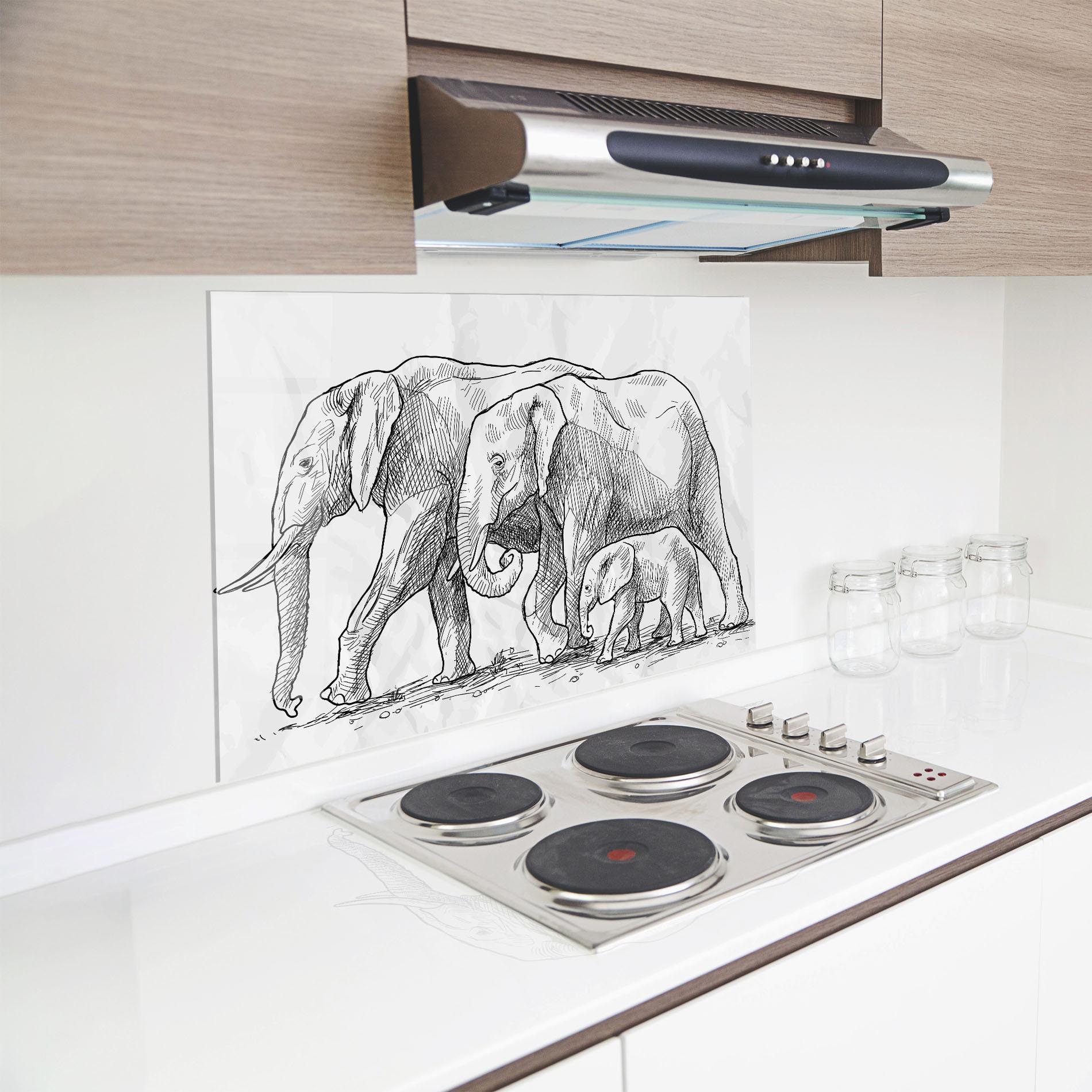 Konyhai üveg hátfal Elephant Family mockup 8