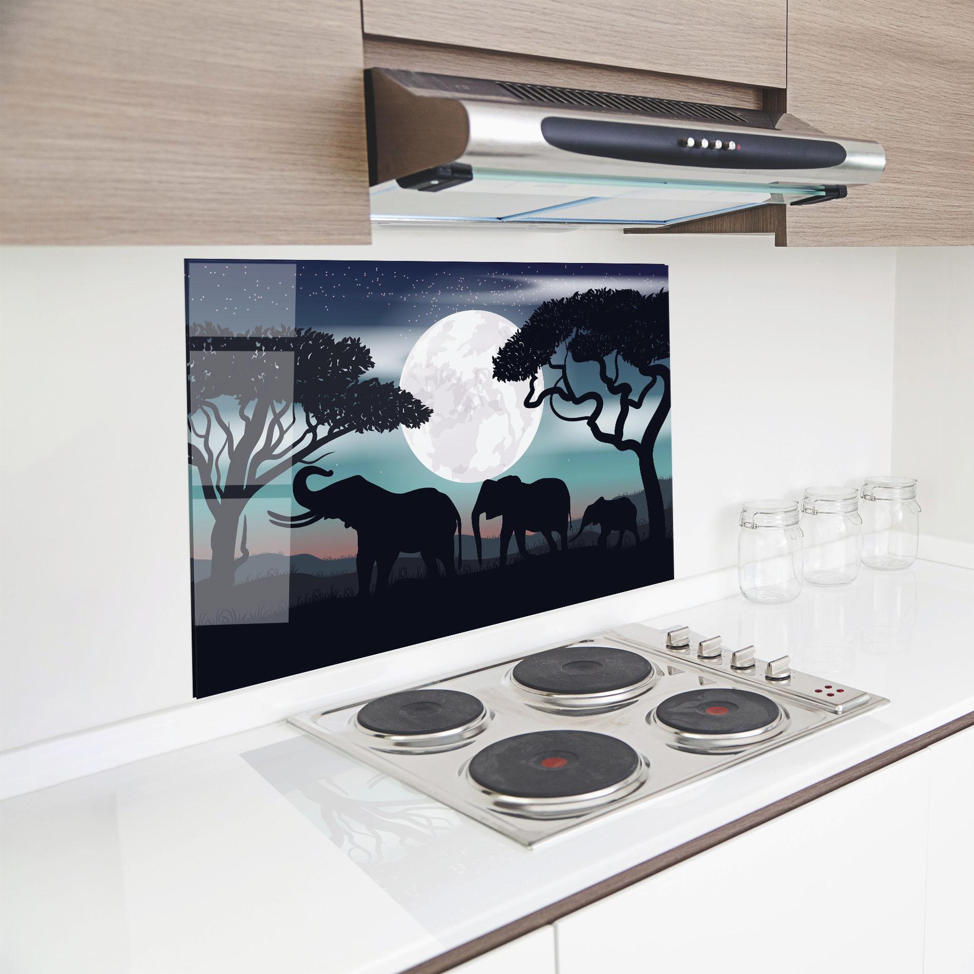Konyhai üveg hátfal Moon Elephant mockup 8