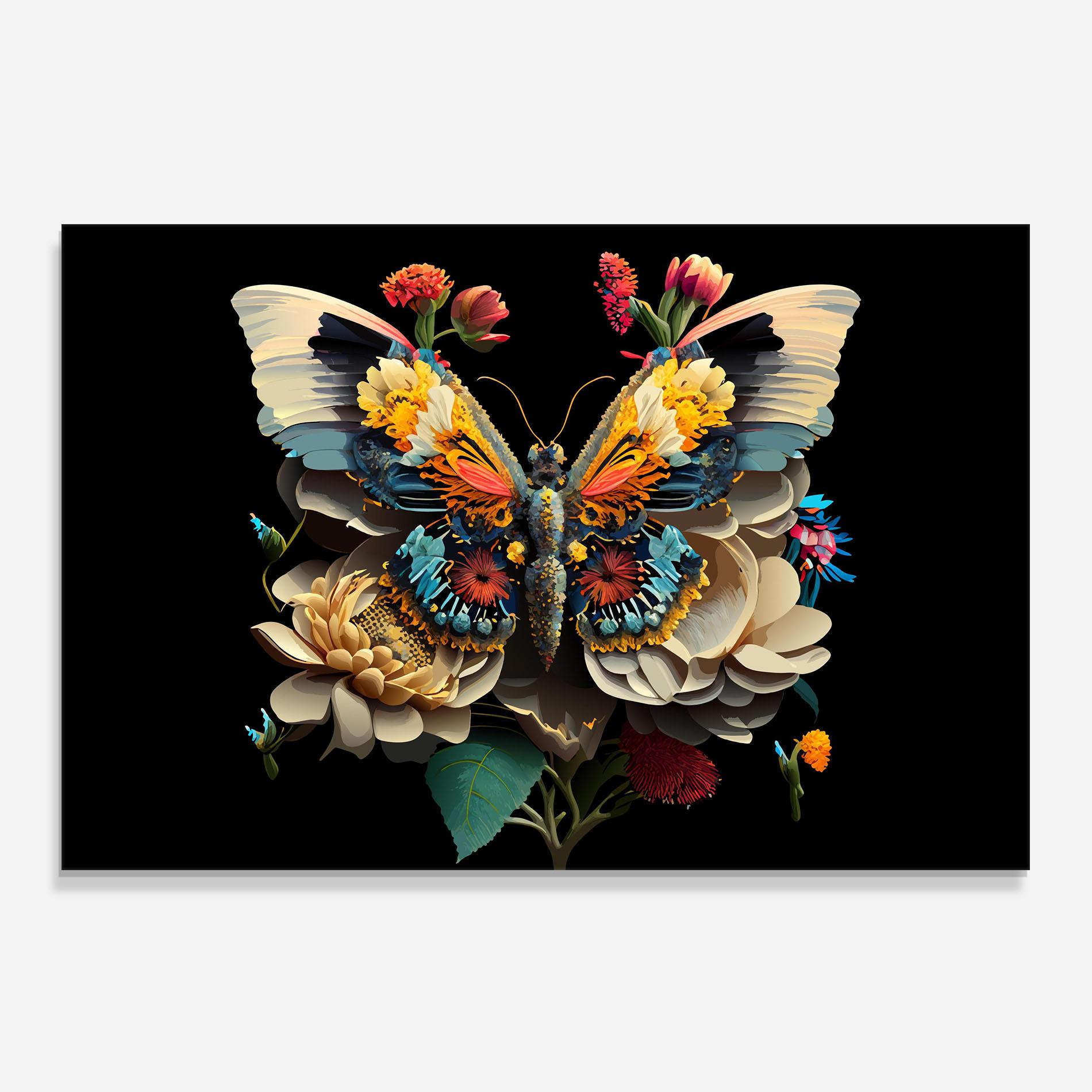 Konyhai üveg hátfal Colorful Butterfly mockup 0