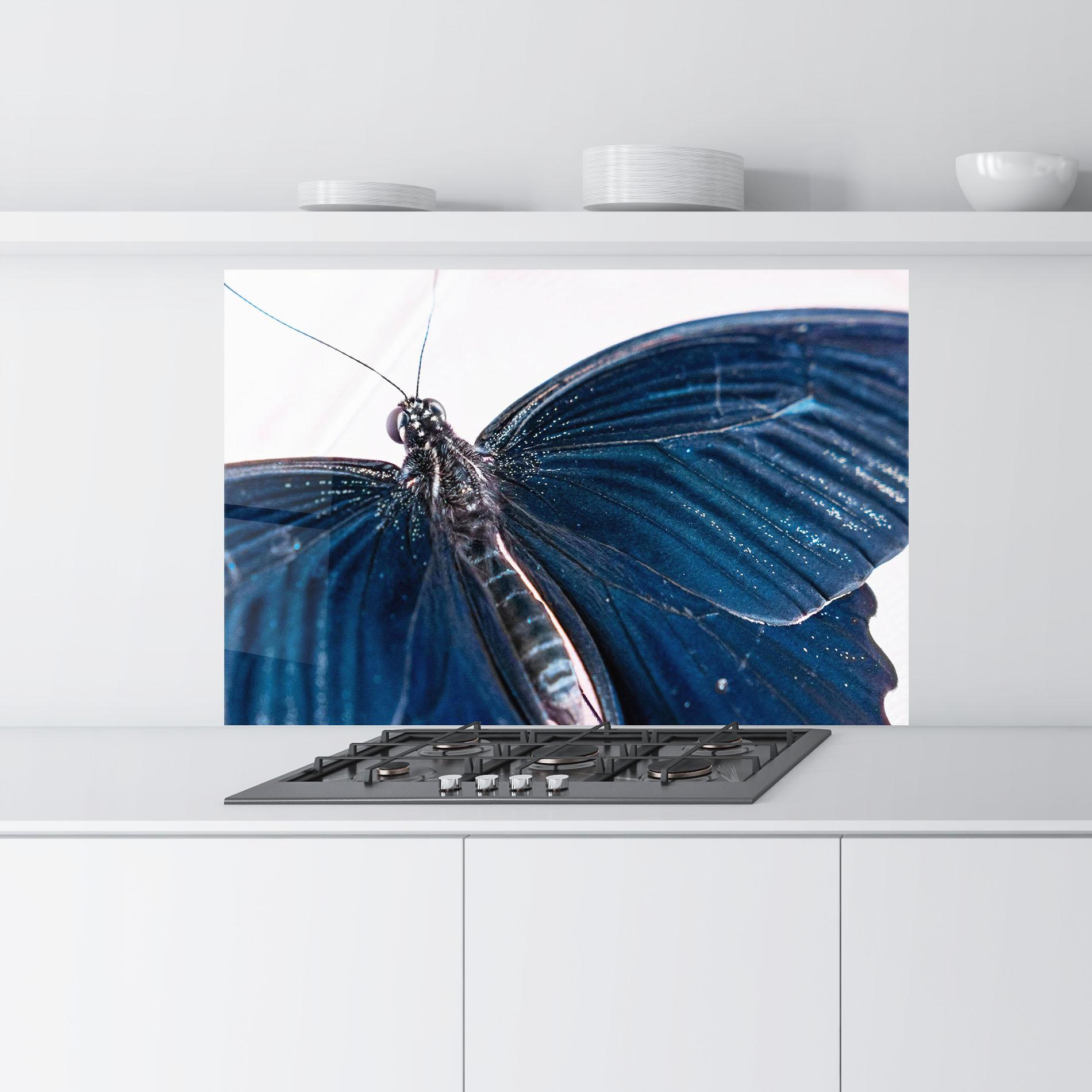 Konyhai üveg hátfal Blue Butterfly mockup 9