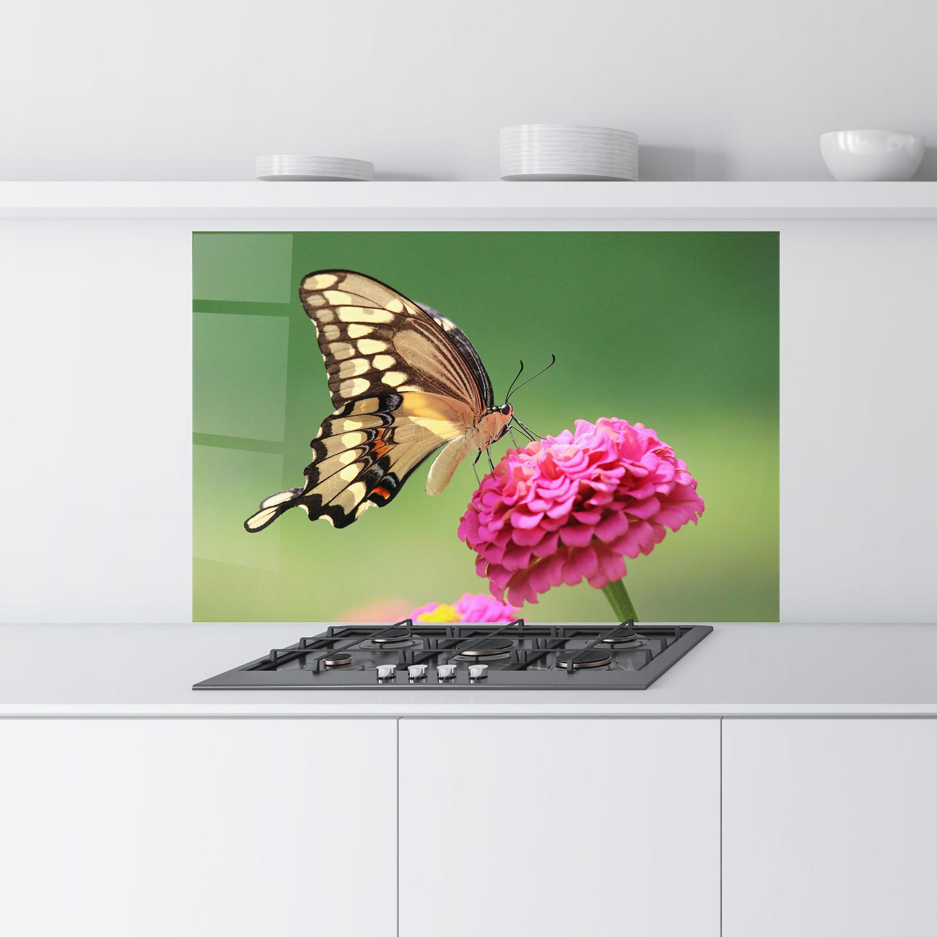 Konyhai üveg hátfal Cute Cream Butterfly mockup 9