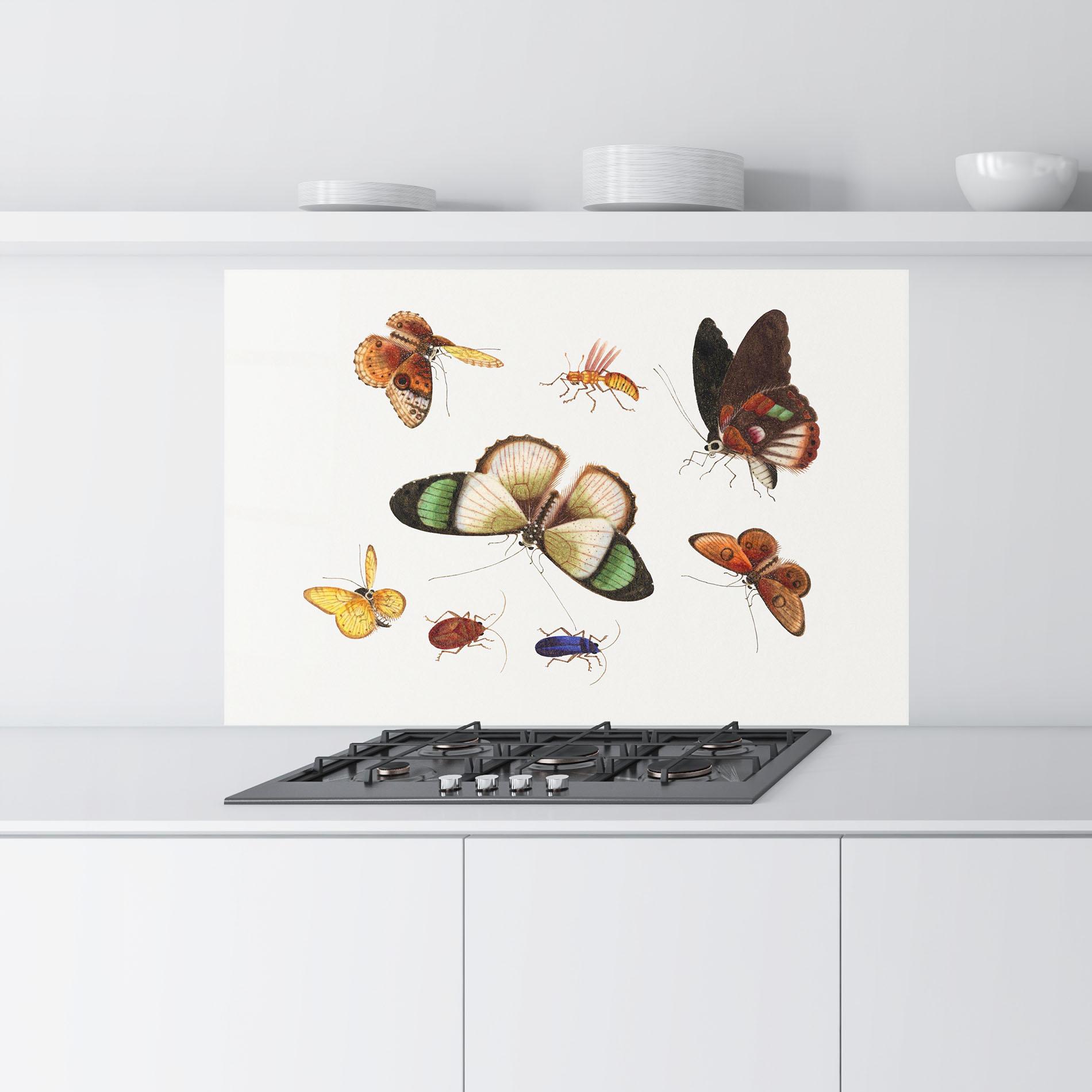 Konyhai üveg hátfal Green Cream Butterfly mockup 9