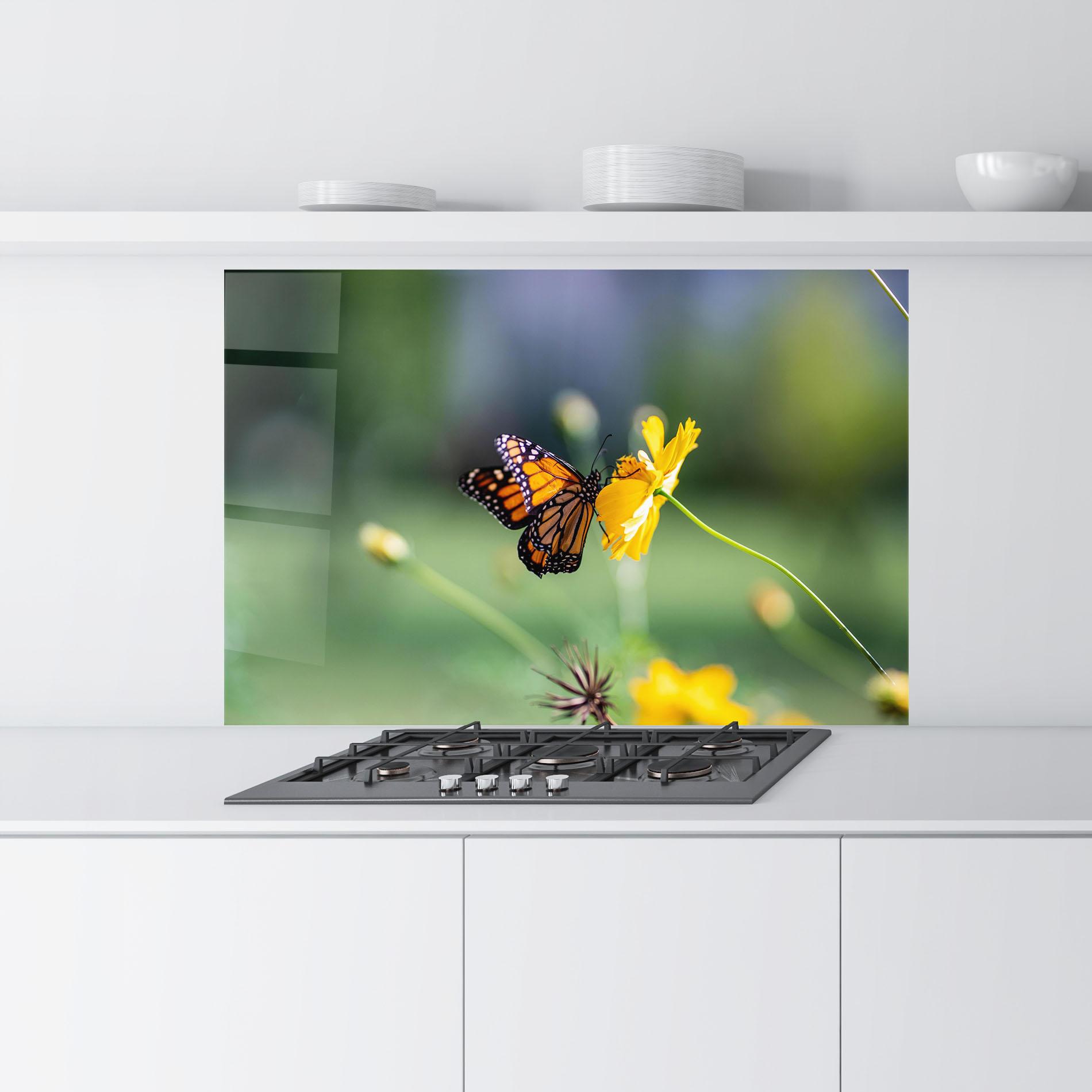 Konyhai üveg hátfal Nice Orange Butterfly mockup 9