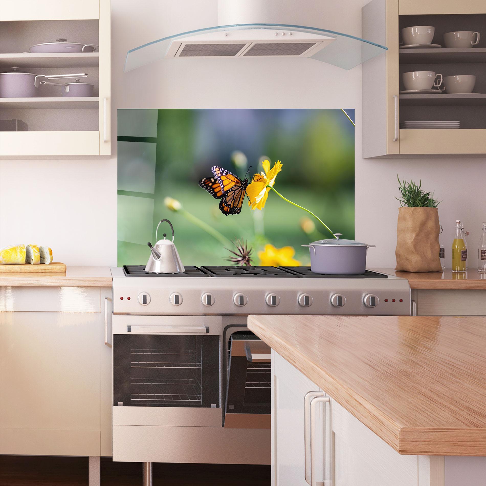 Konyhai üveg hátfal Nice Orange Butterfly mockup 1