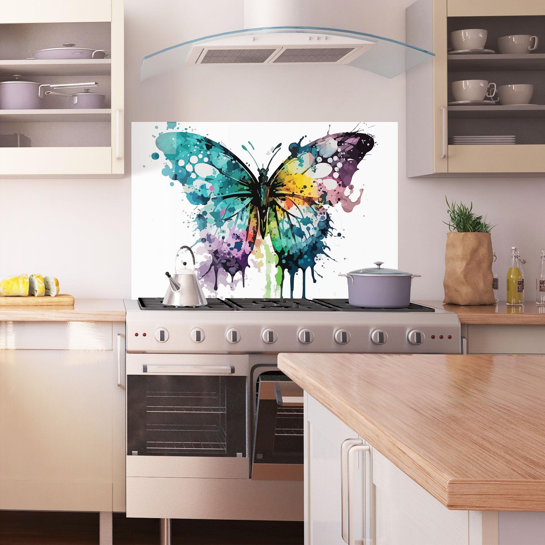 Konyhai üveg hátfal Watercolor Pretty Butterfly mockup 1