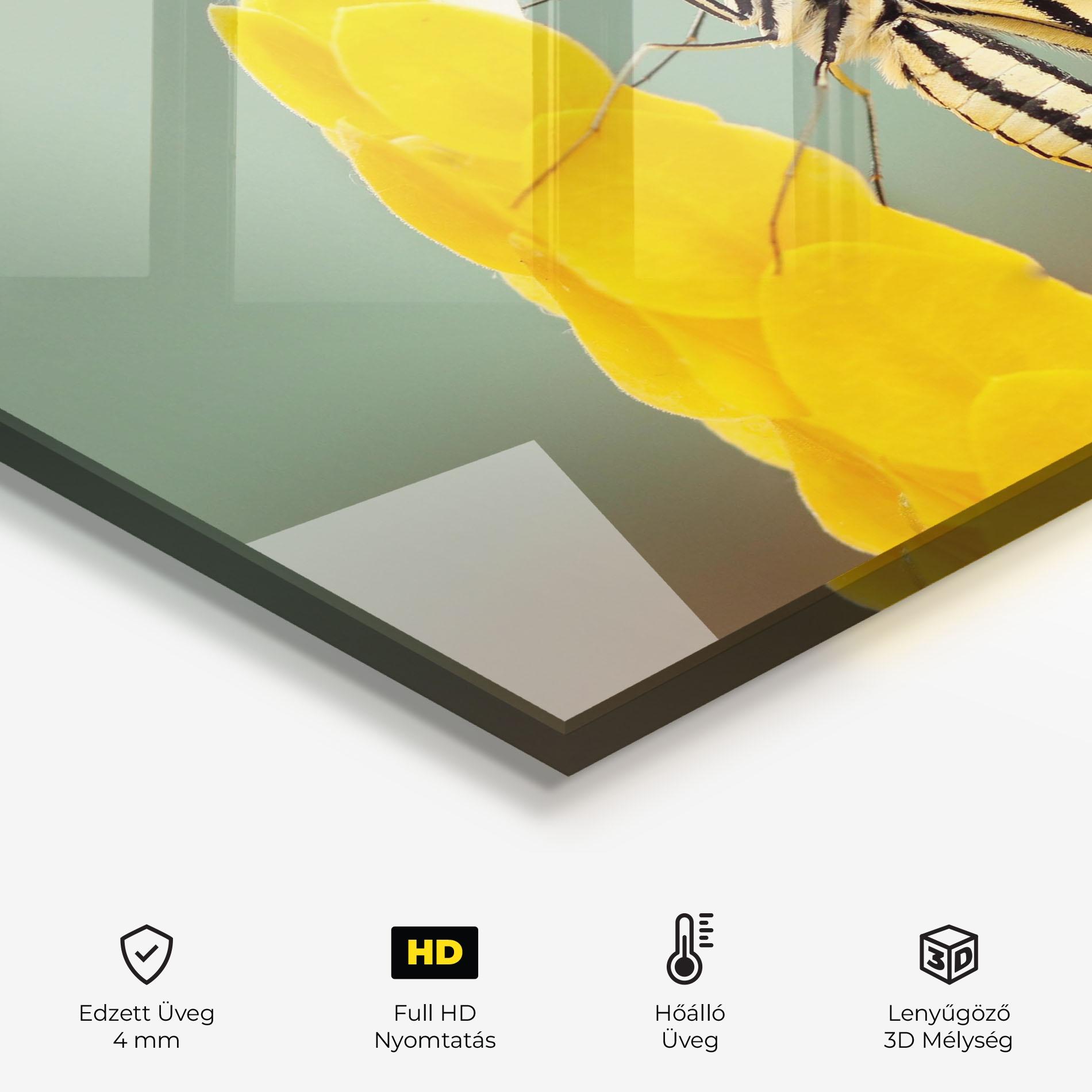 Konyhai üveg hátfal Cream Yellow Butterfly mockup 2
