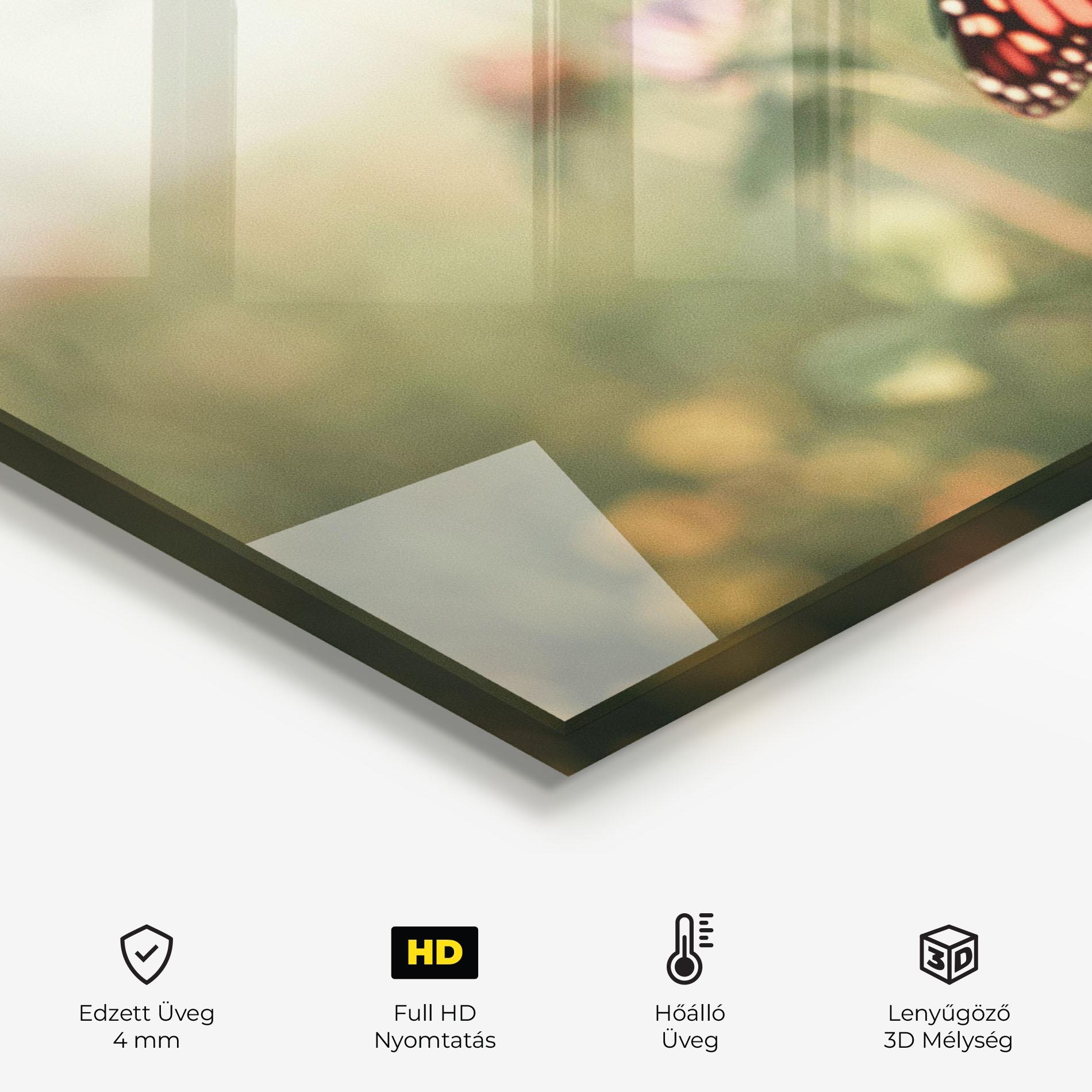 Konyhai üveg hátfal Light Red Butterfly mockup 2