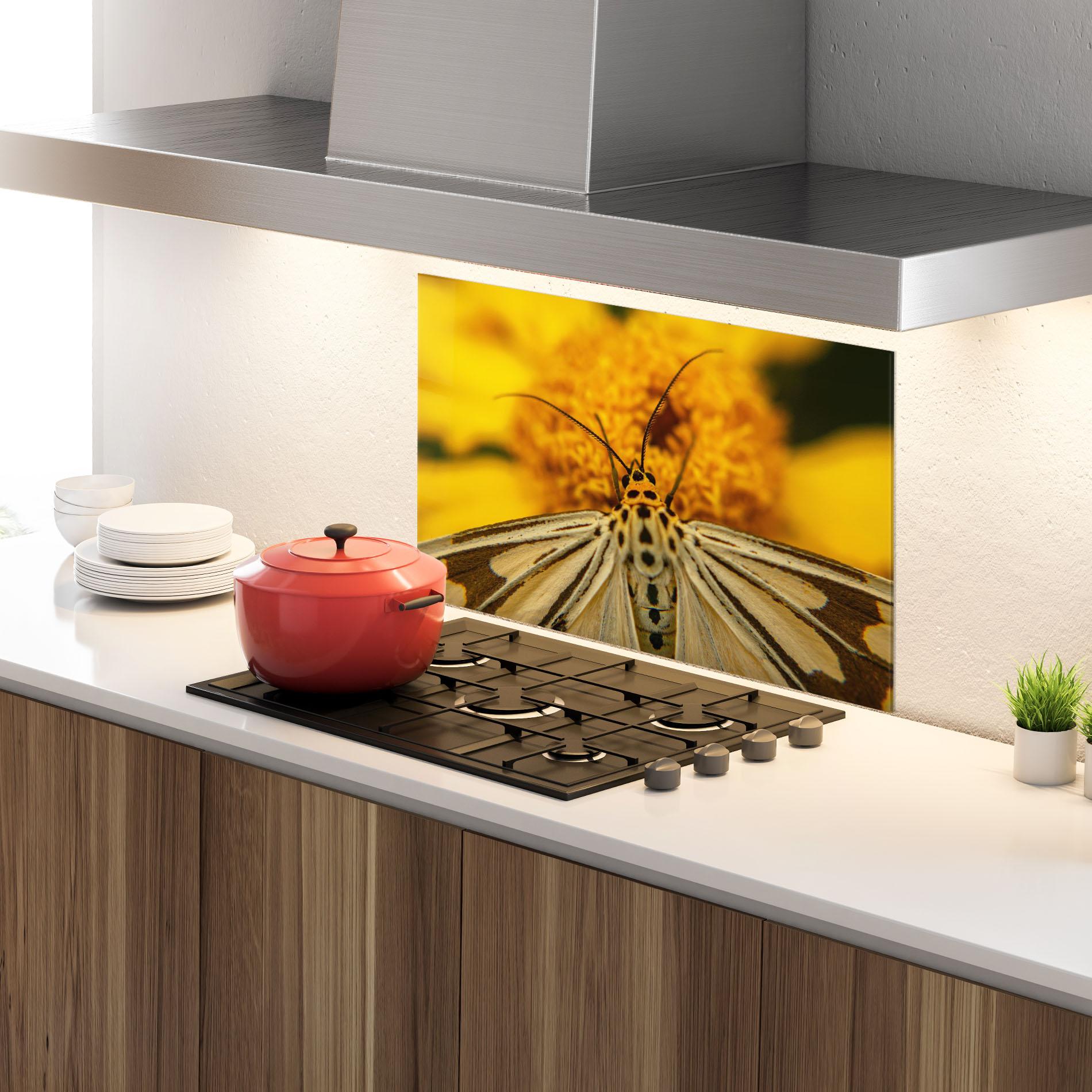 Konyhai üveg hátfal Pollen Butterfly mockup 4