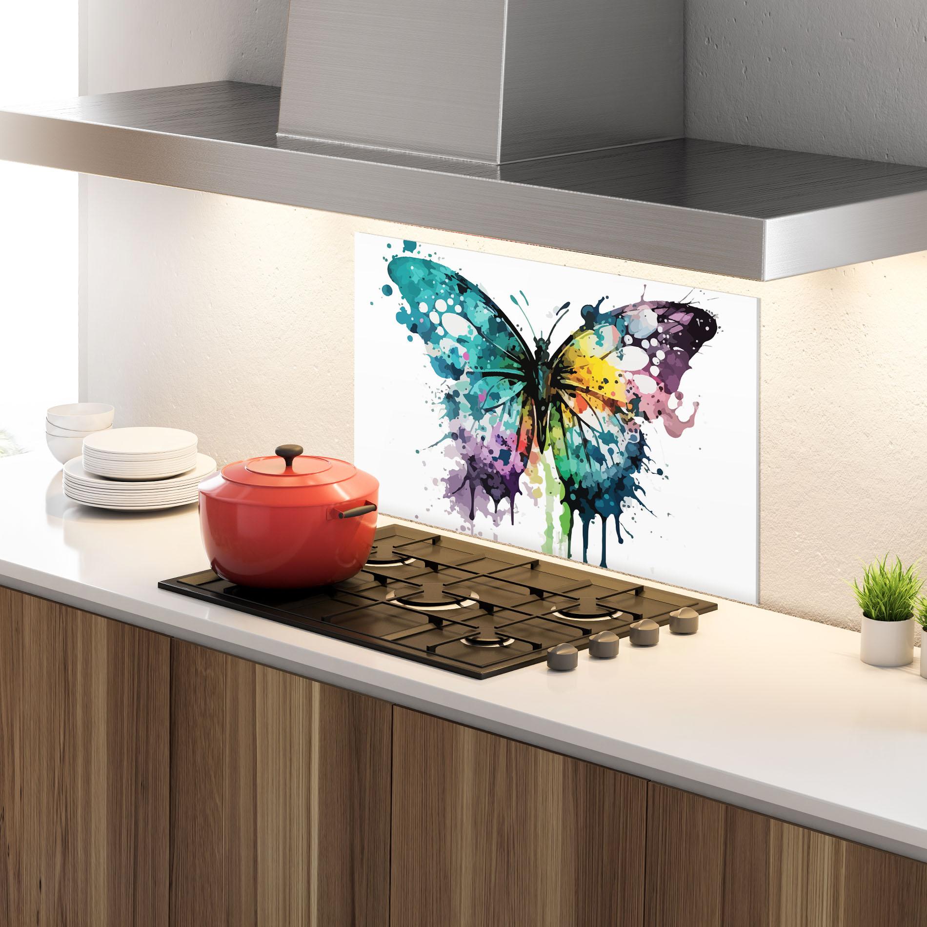 Konyhai üveg hátfal Watercolor Pretty Butterfly mockup 4