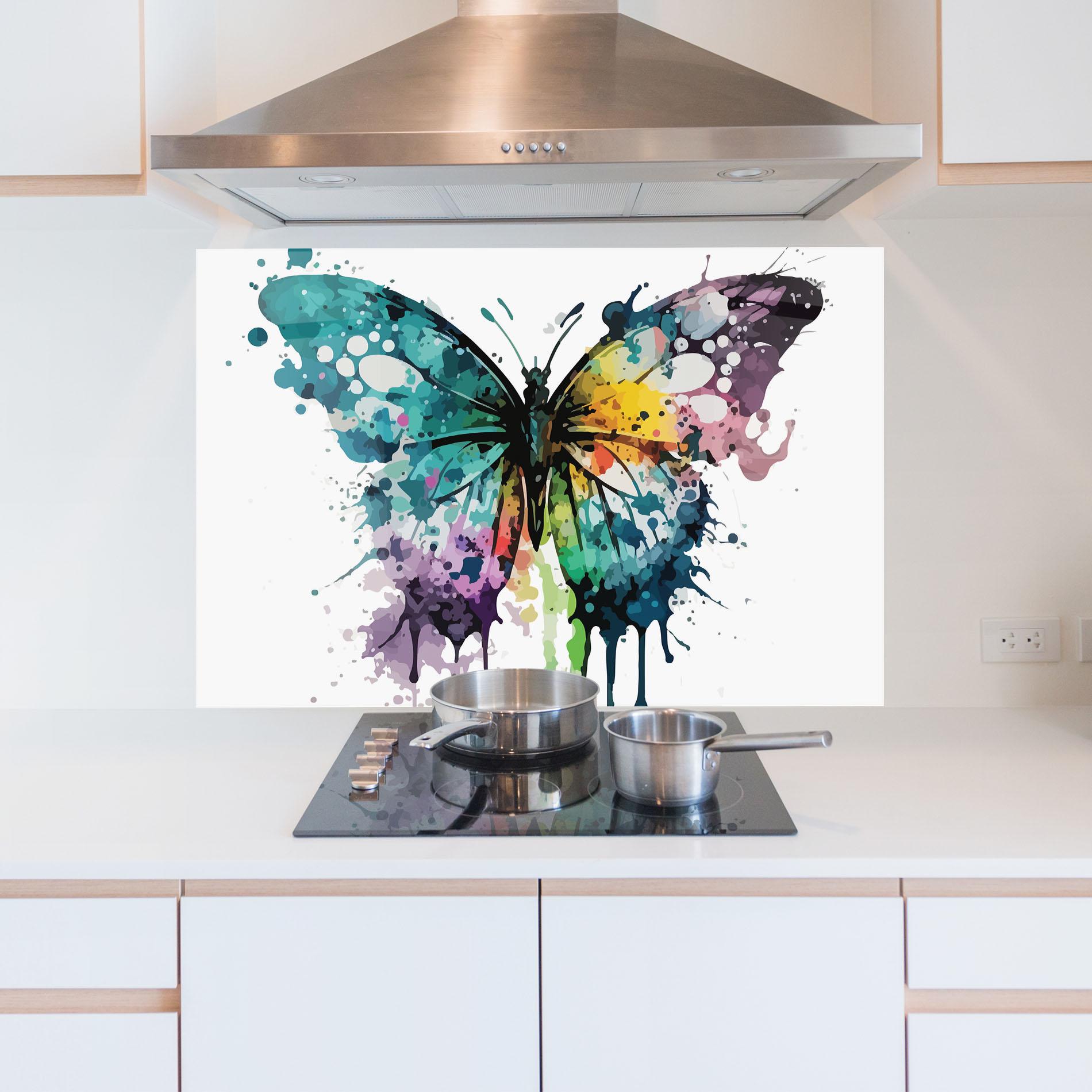 Konyhai üveg hátfal Watercolor Pretty Butterfly mockup 5