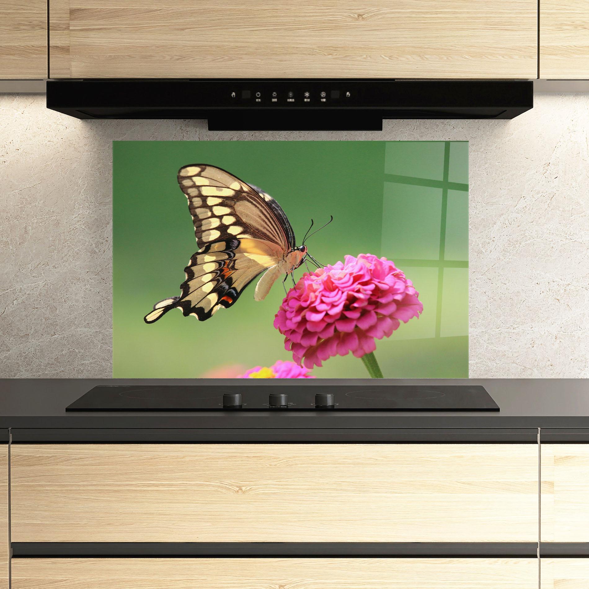 Konyhai üveg hátfal Cute Cream Butterfly mockup 3