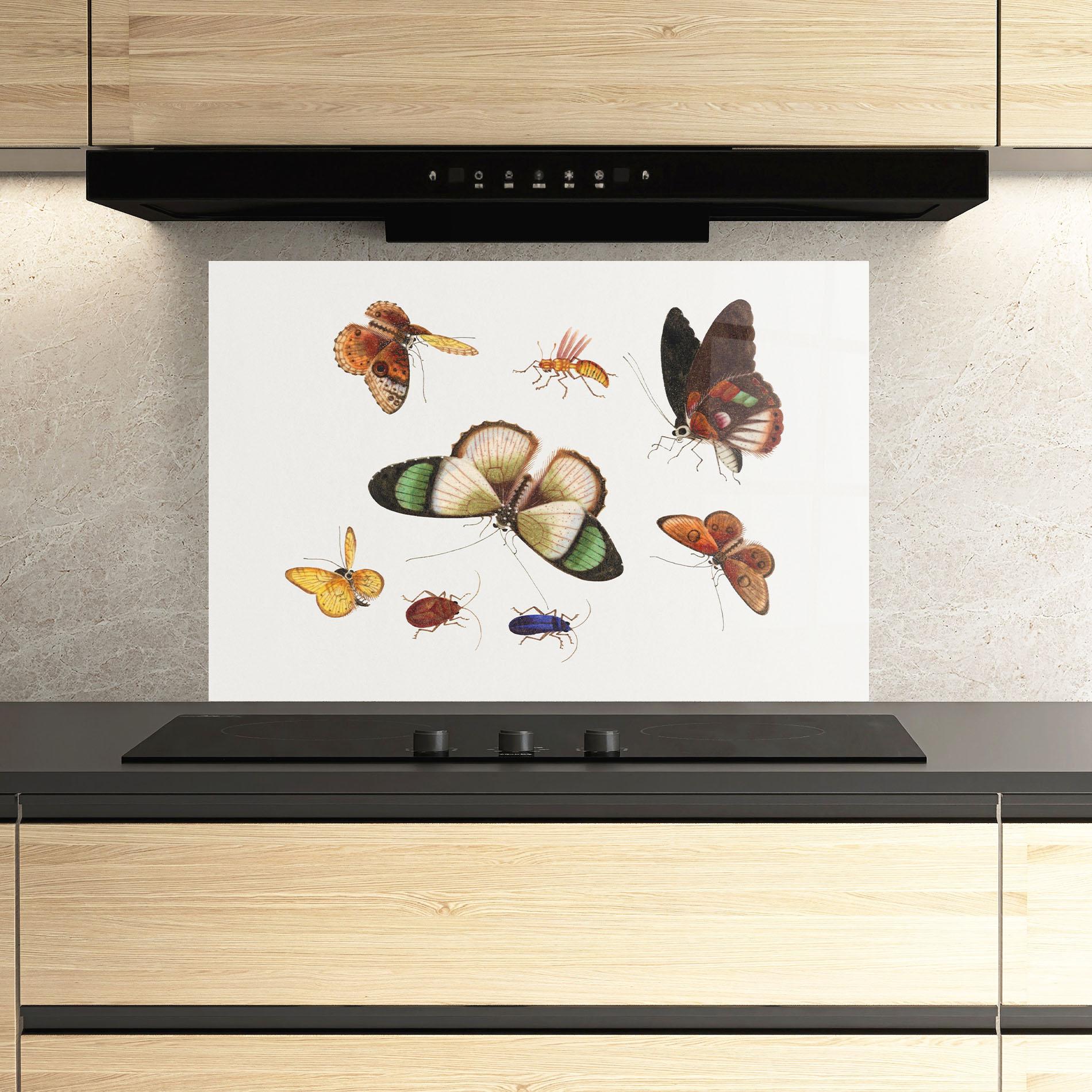 Konyhai üveg hátfal Green Cream Butterfly mockup 3