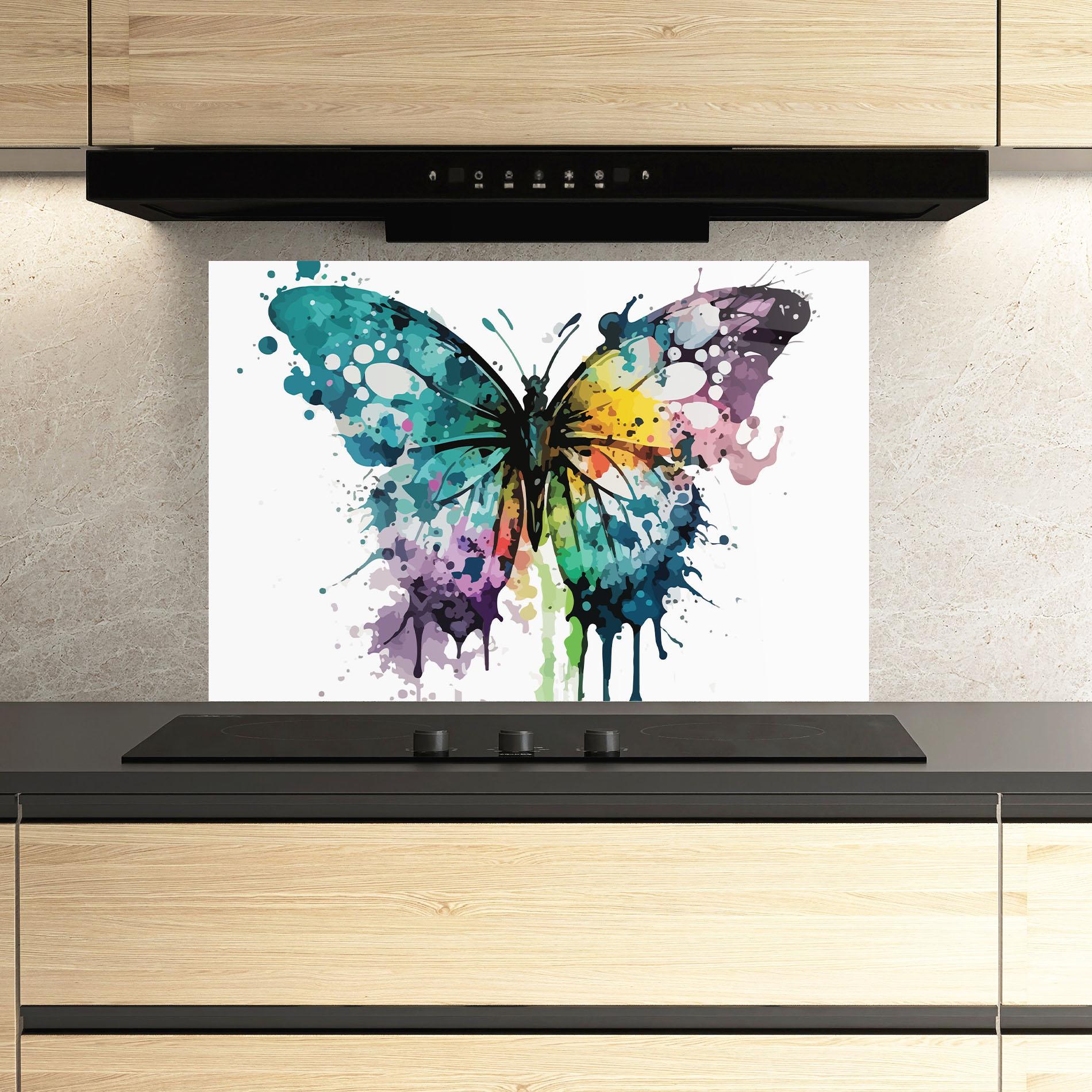 Konyhai üveg hátfal Watercolor Pretty Butterfly mockup 3