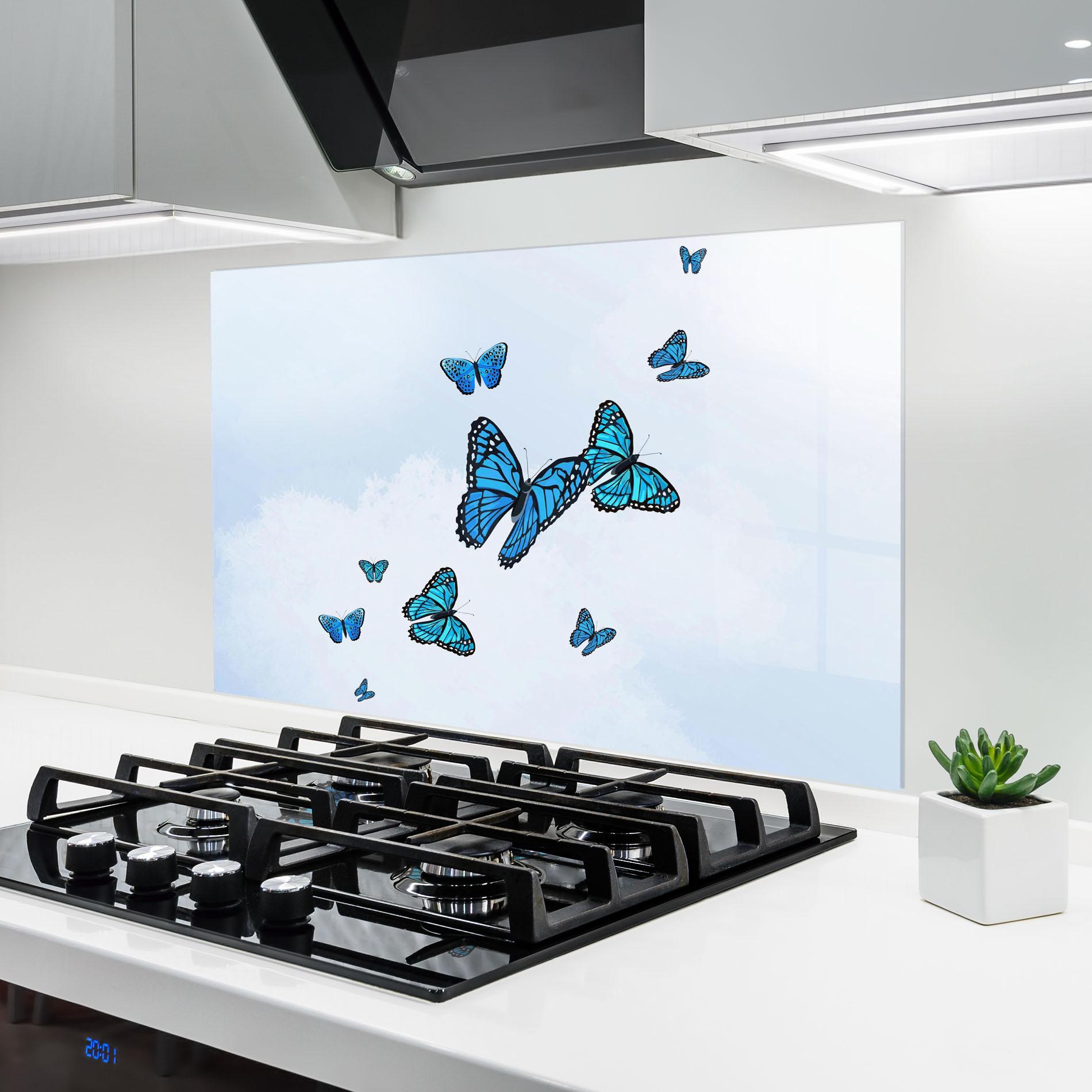Konyhai üveg hátfal Blue Sky Butterfly mockup 6