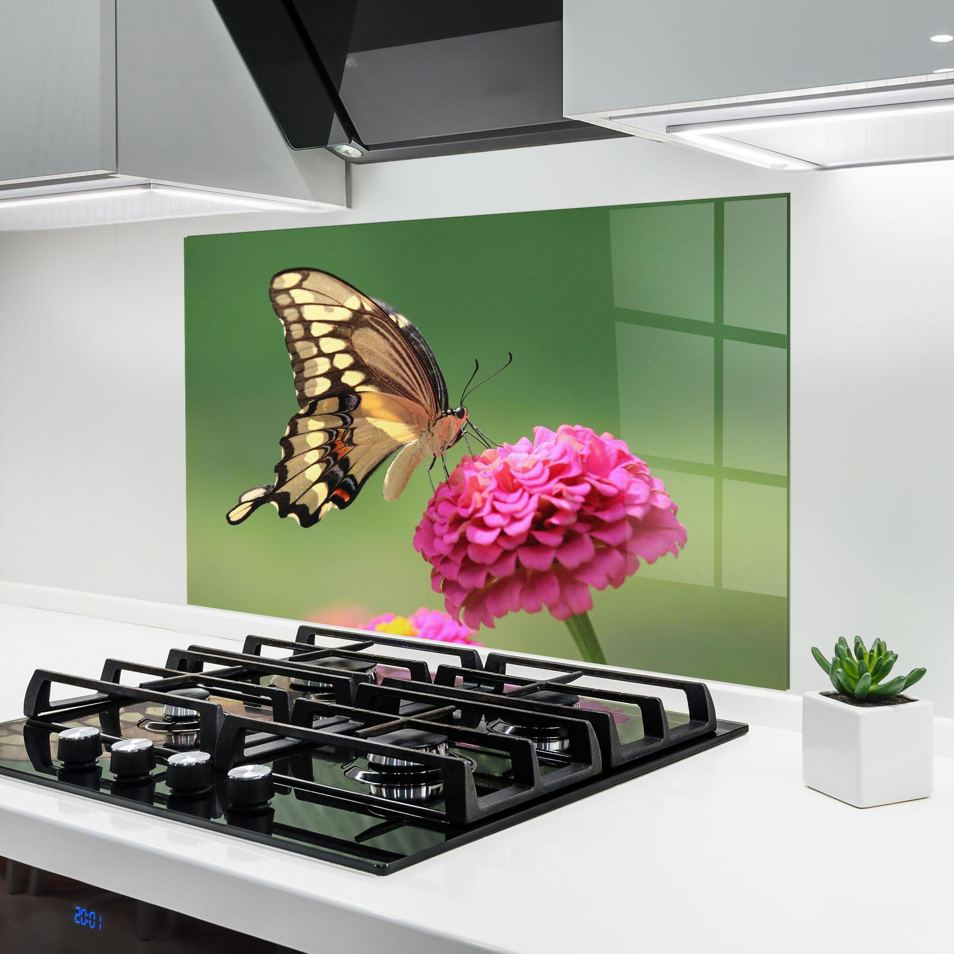 Konyhai üveg hátfal Cute Cream Butterfly mockup 6