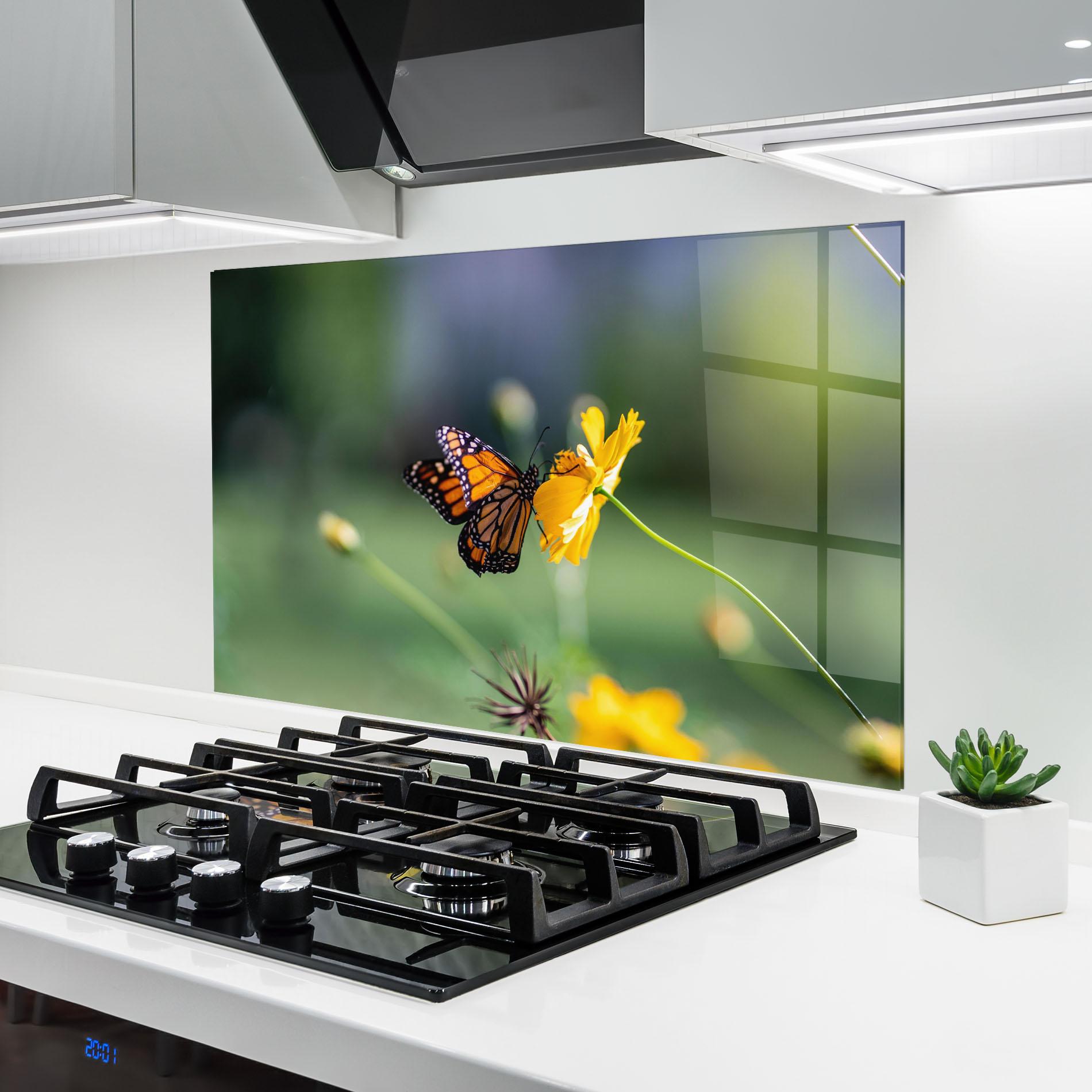 Konyhai üveg hátfal Nice Orange Butterfly mockup 6