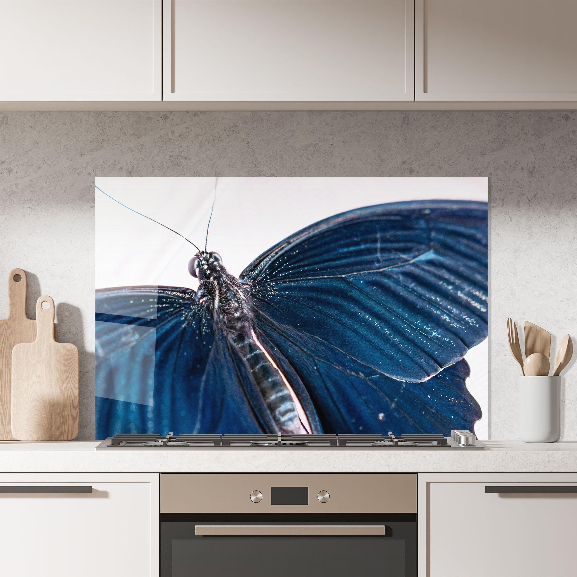 Konyhai üveg hátfal Blue Butterfly mockup 7