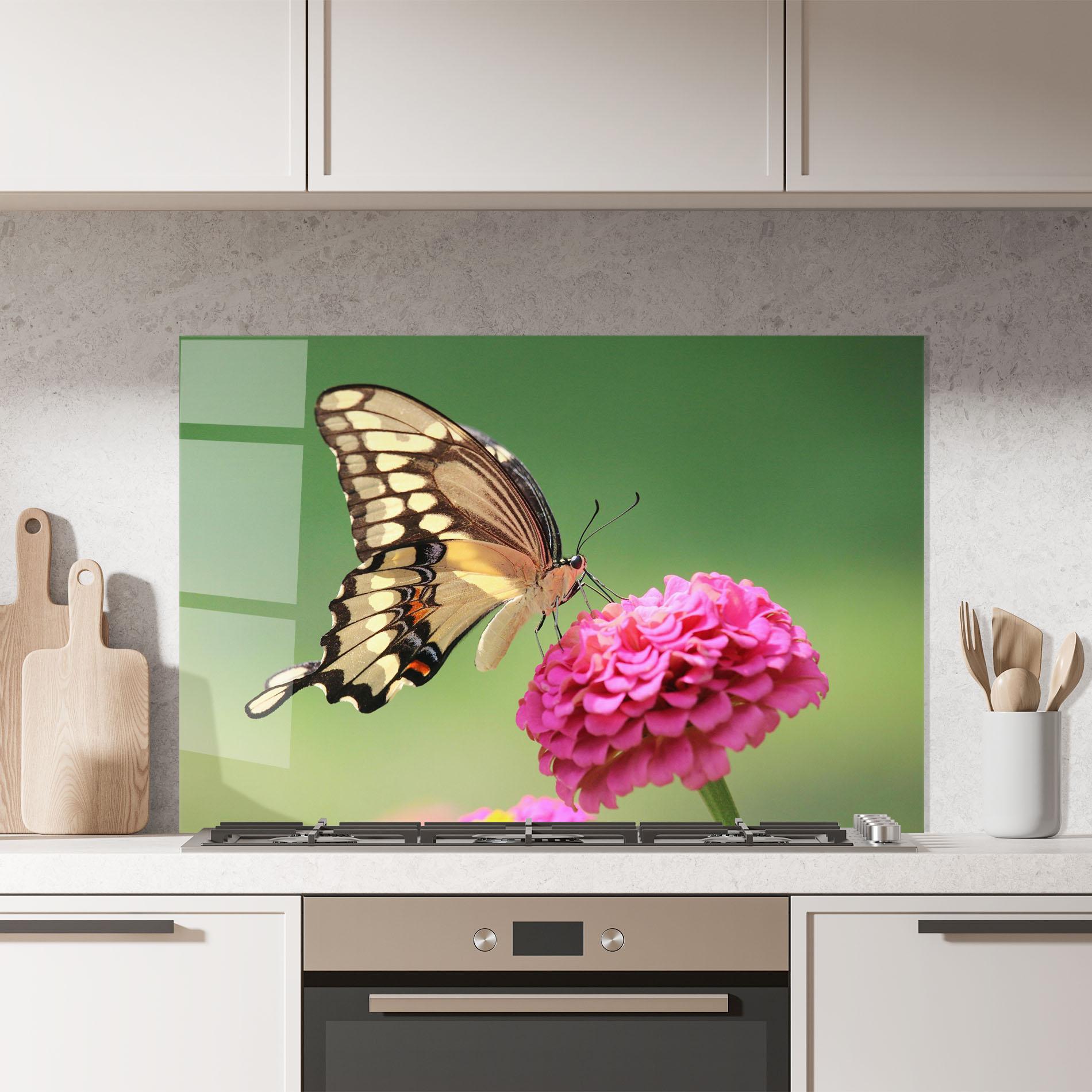 Konyhai üveg hátfal Cute Cream Butterfly mockup 7