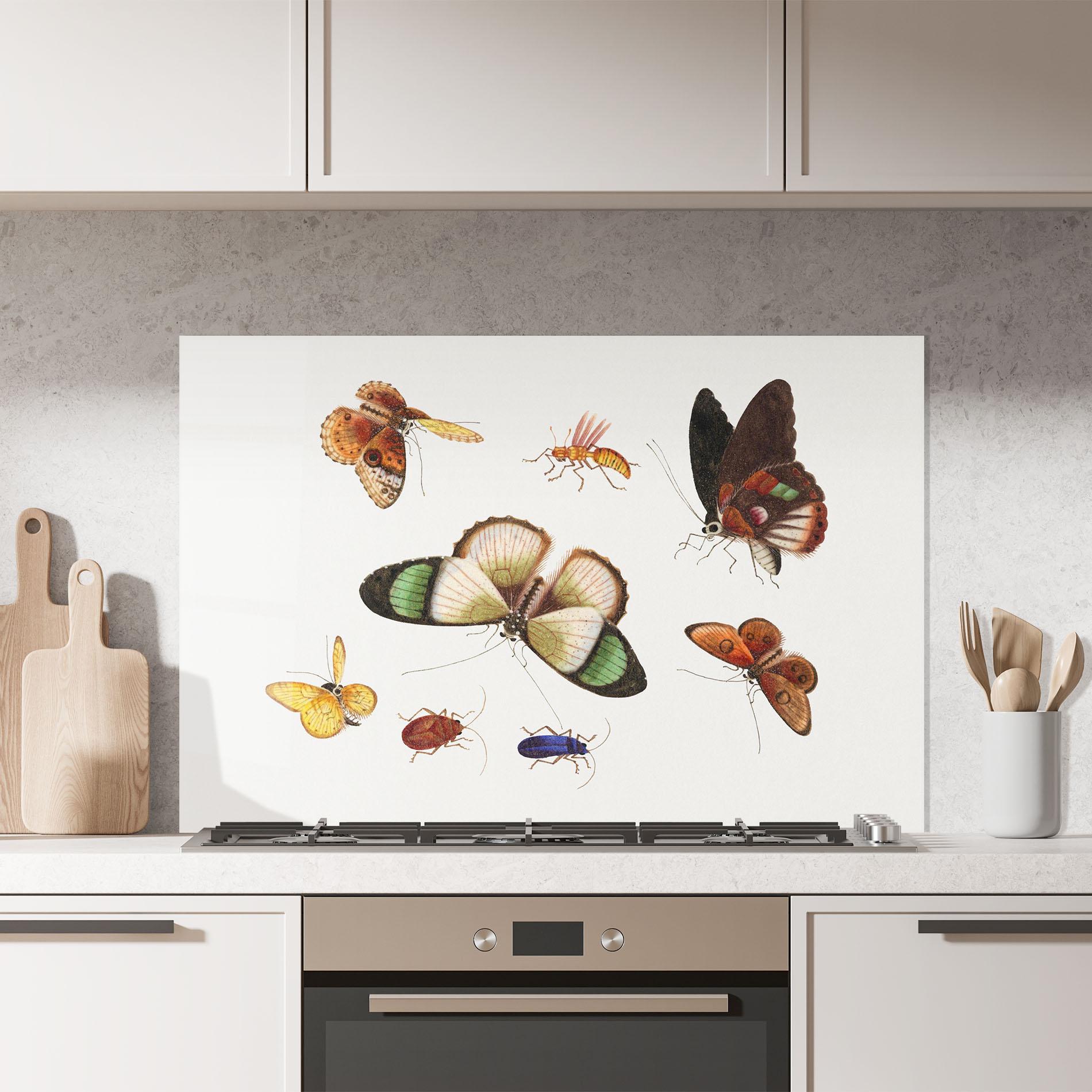 Konyhai üveg hátfal Green Cream Butterfly mockup 7