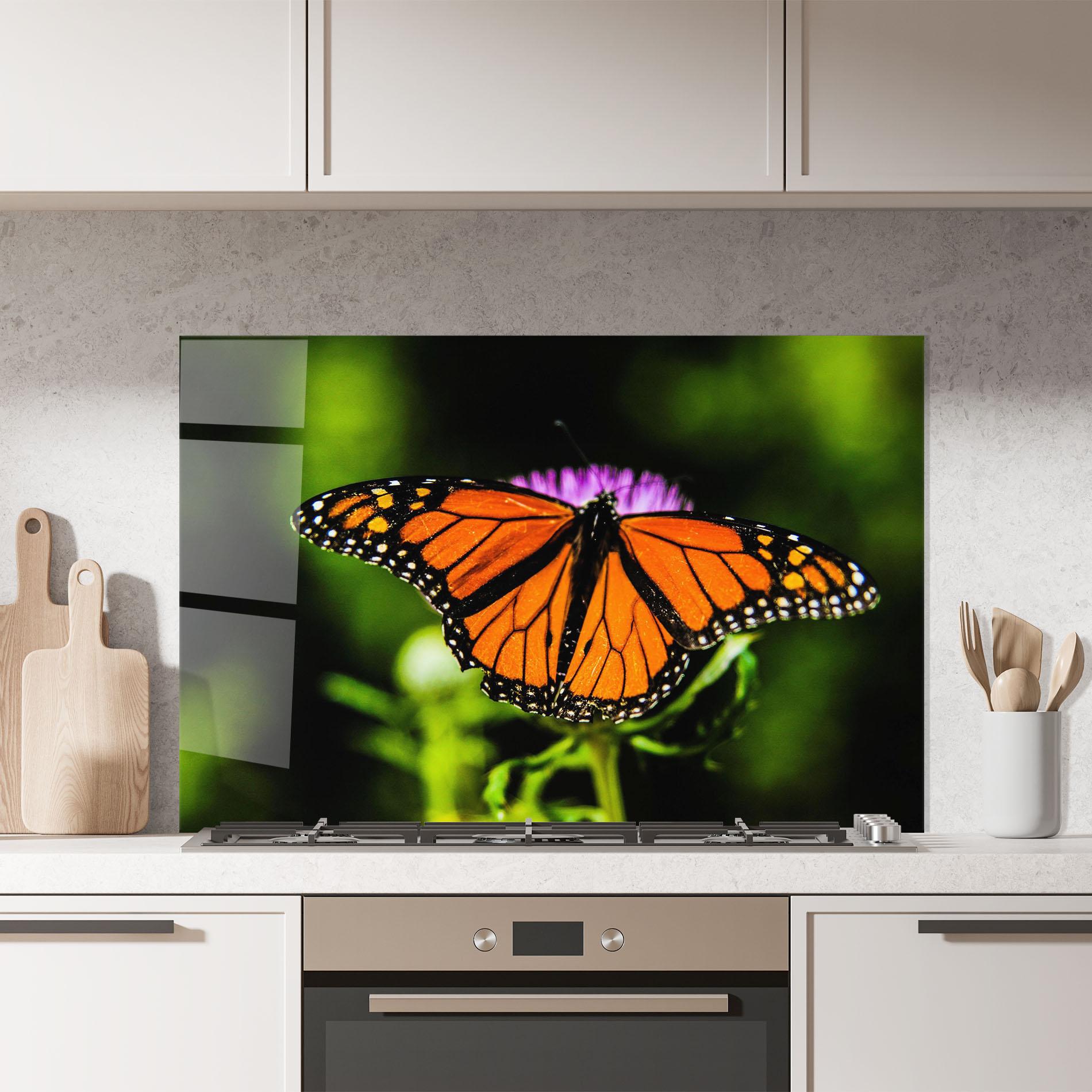 Konyhai üveg hátfal Orange Open Butterfly mockup 7