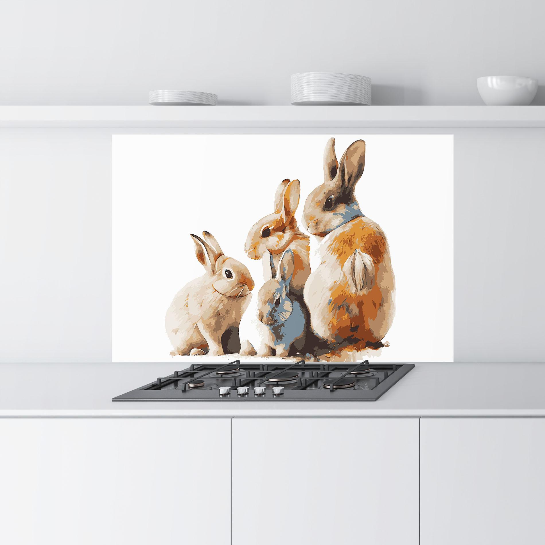 Konyhai üveg hátfal Bunny Family mockup 9