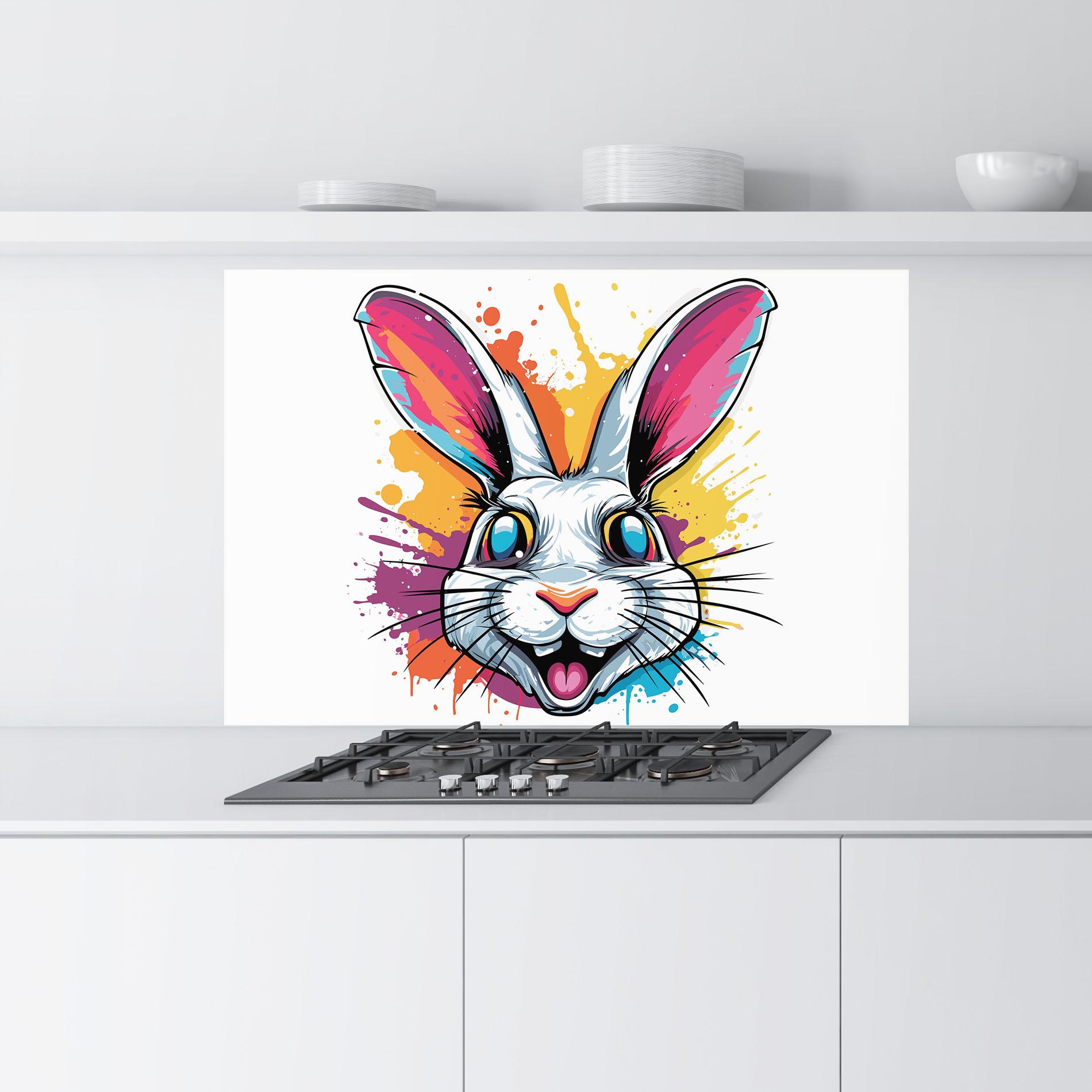 Konyhai üveg hátfal Crazy Bunny mockup 9