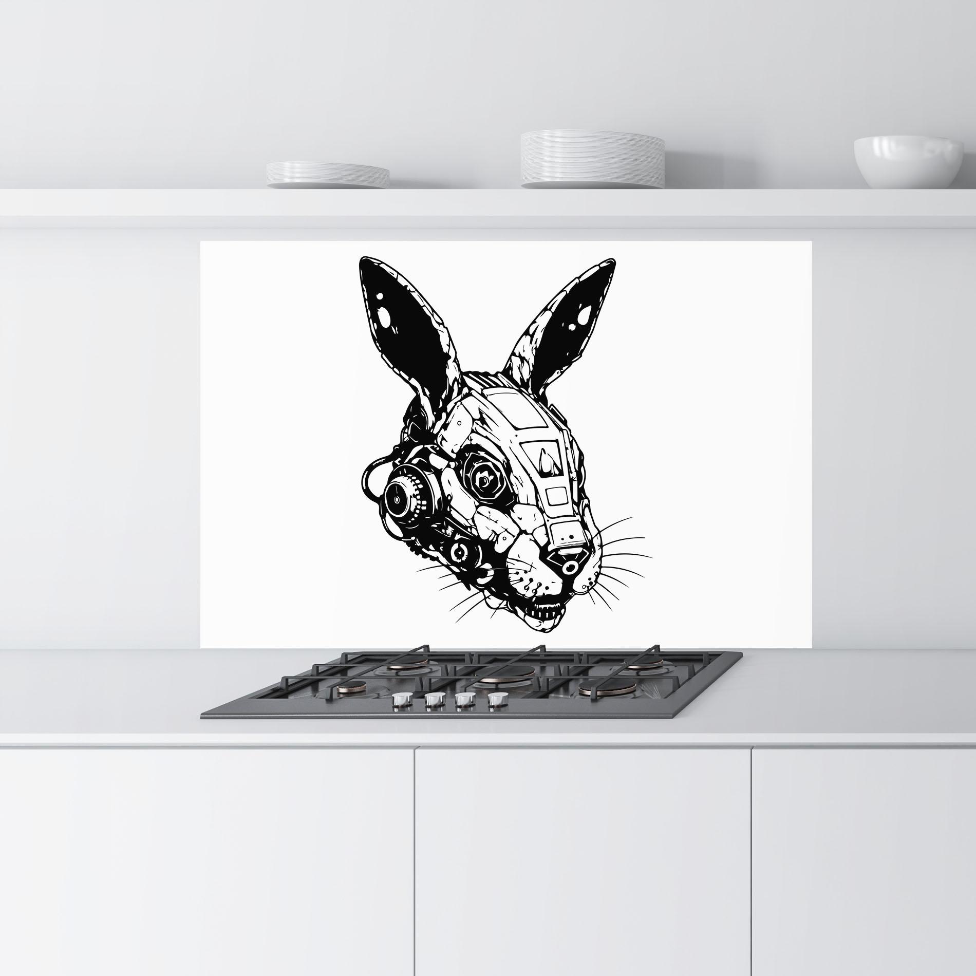 Konyhai üveg hátfal Rabbit Cyborg mockup 9