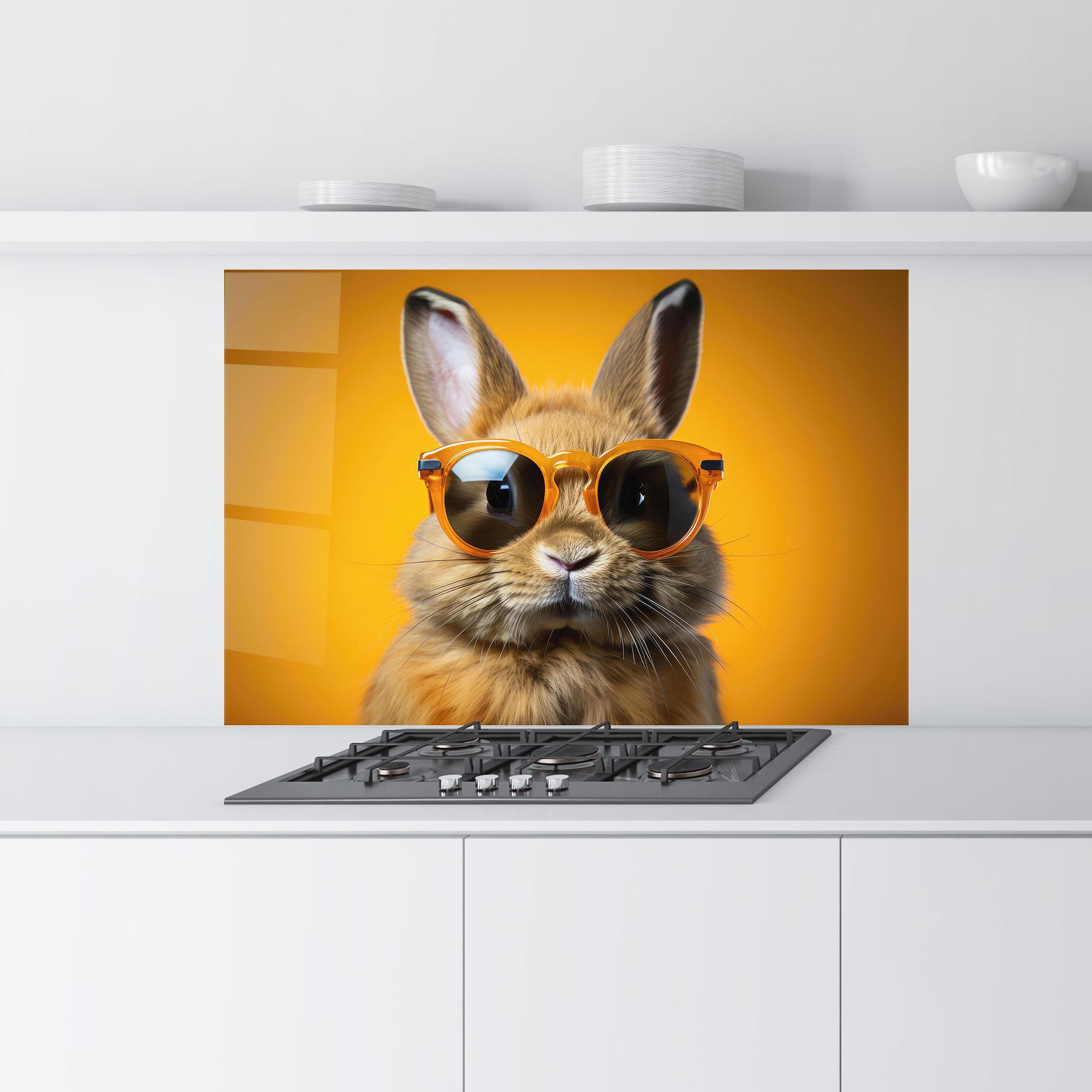 Konyhai üveg hátfal Sunglasses Orange Rabbit mockup 9