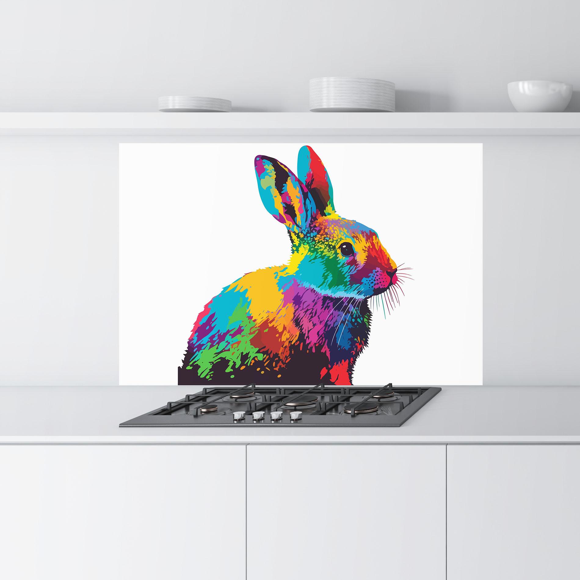 Konyhai üveg hátfal Yellow Blue Bunny mockup 9