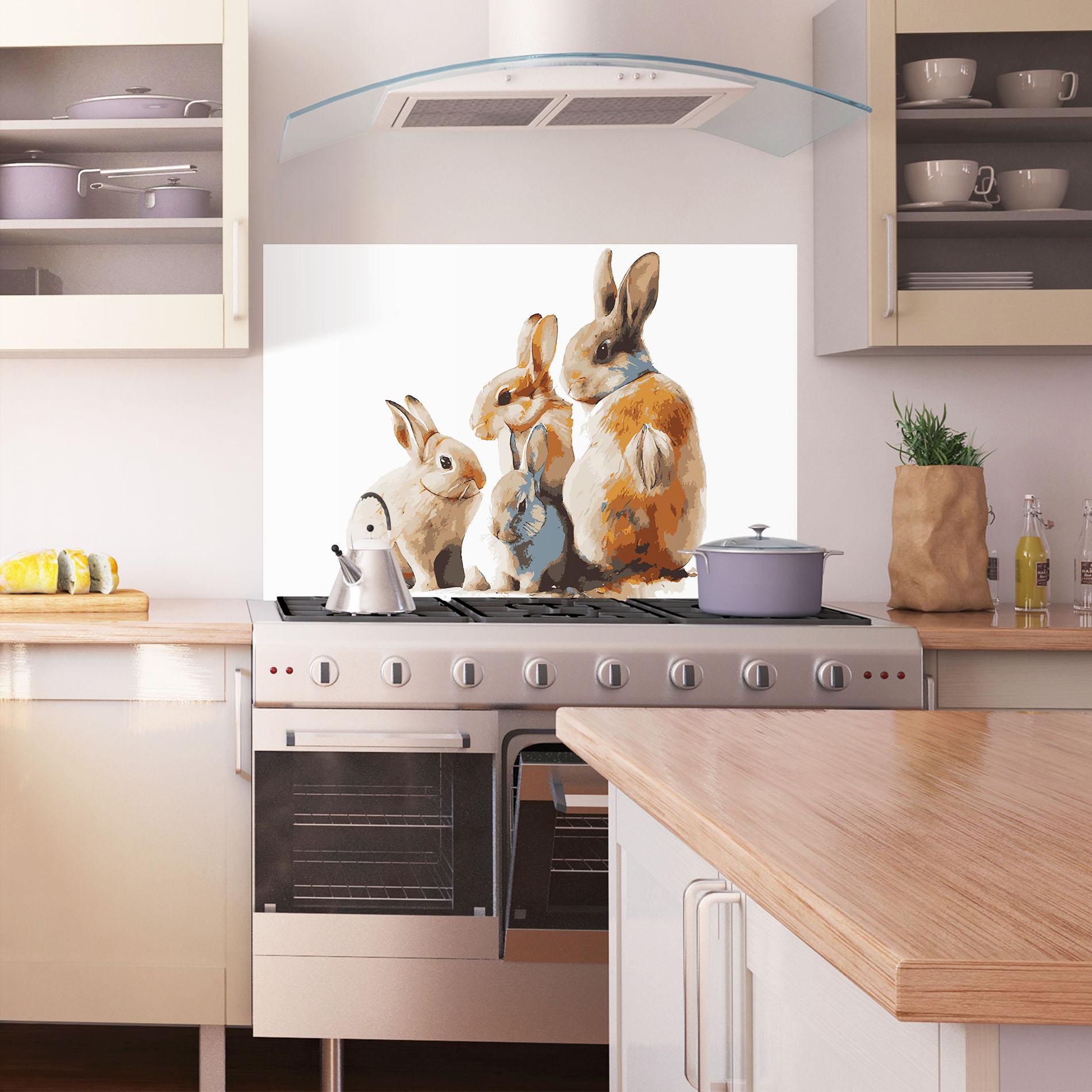 Konyhai üveg hátfal Bunny Family mockup 1