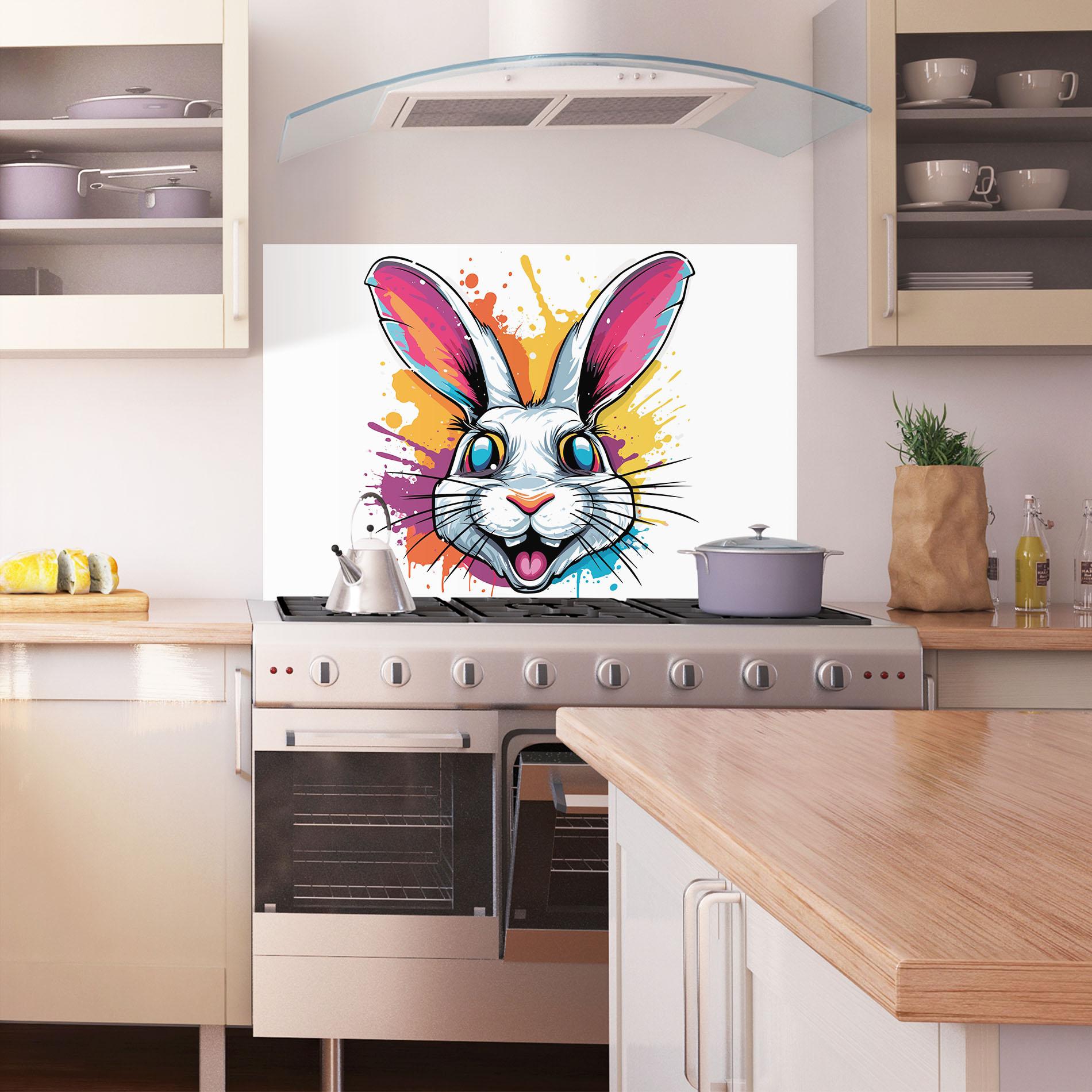 Konyhai üveg hátfal Crazy Bunny mockup 1